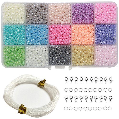 Ewparts 3mm Runde Glas Perle DIY Perlen DIY Armband Kunst & Schmuck-Making String machen mit Zubehör (Pearl)