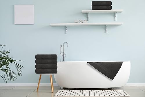 Miniatura 2 de TEXCRAFT Juego de 6 toallas de baño de alta calidad, 24 x 50 unidades, 100% algodón de rizo para baño, secado rápido, altamente absorbentes,