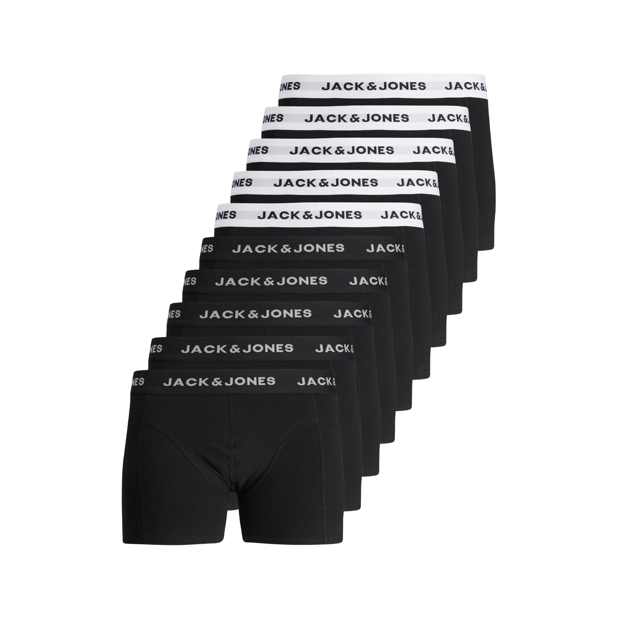 JACK & JONES Jacdaniel - Confezione 10 Boxer Uomo - Nero/Nero e Nero/Bianco