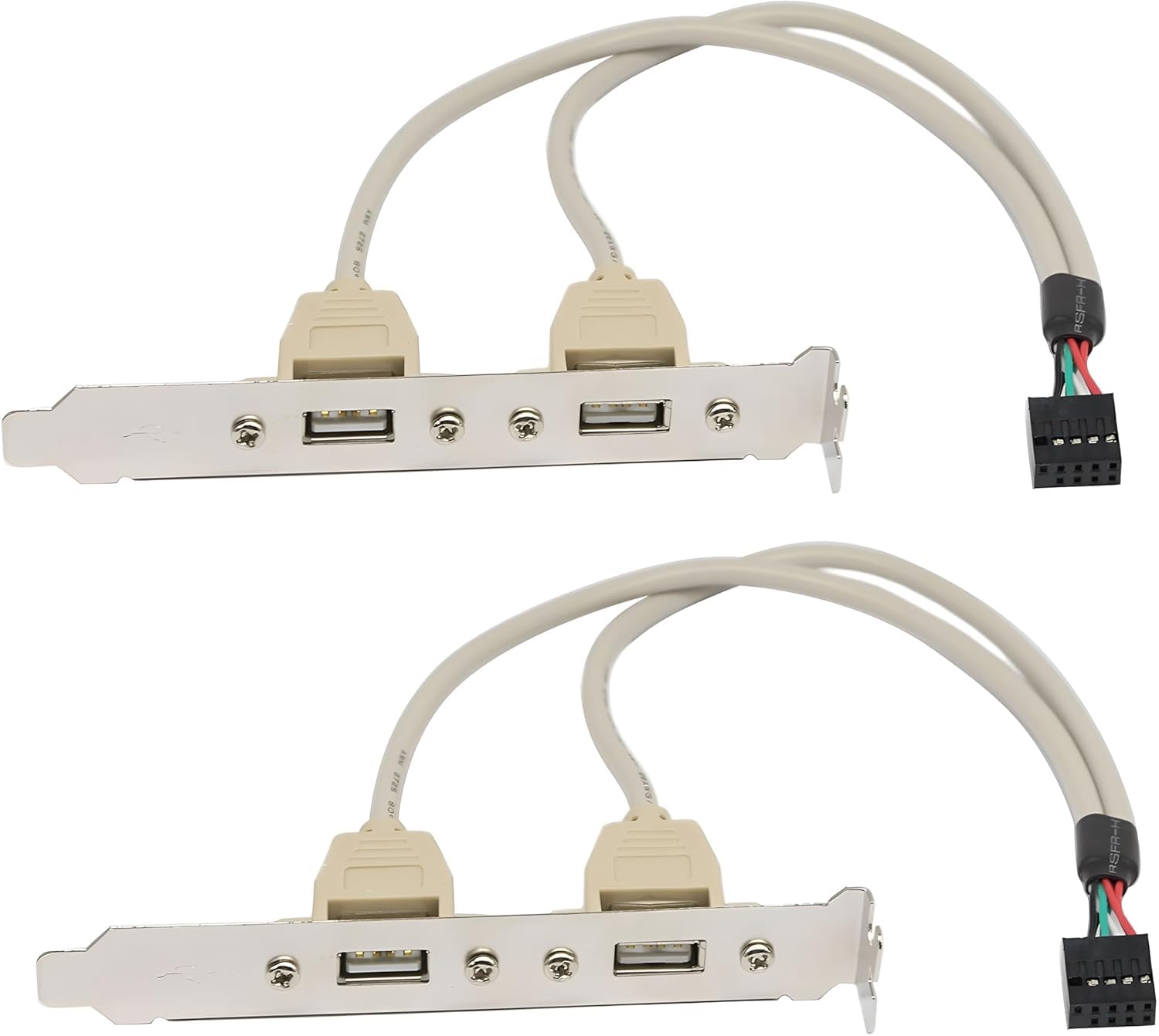 2 Pieces 2-Port USB 2.0 Motherboard 9-Pin Header to Rear PCI Slot Bracket Cable, Internal USB Header to Dual U S B Type-A Female Panel Adapter for Desktop PC, Computer Case & DIY System Build-image-43