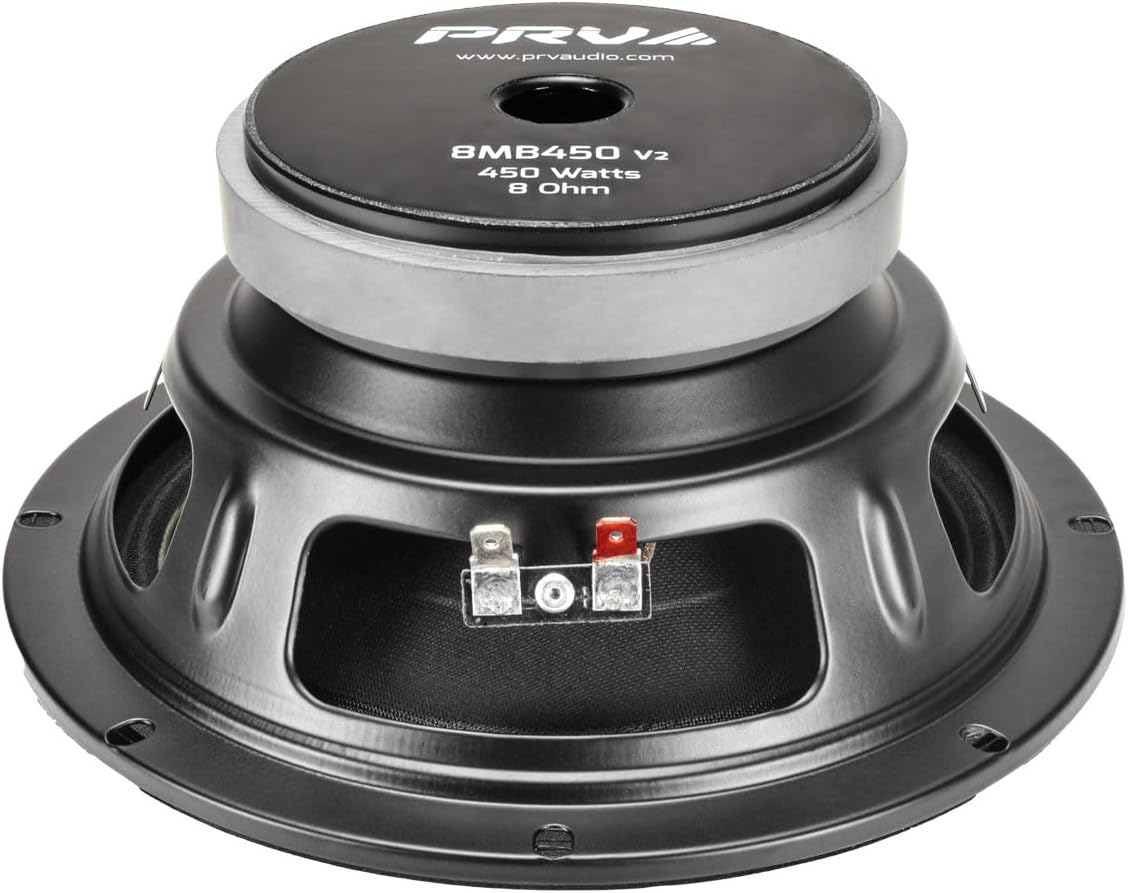 PRV AUDIO 8 Inch Midbass Speaker 8MB450 v2, 450 Watts, 8 Ohm, 2 Inch Voice Coil, Pro Audio Loudspeaker (Single)
