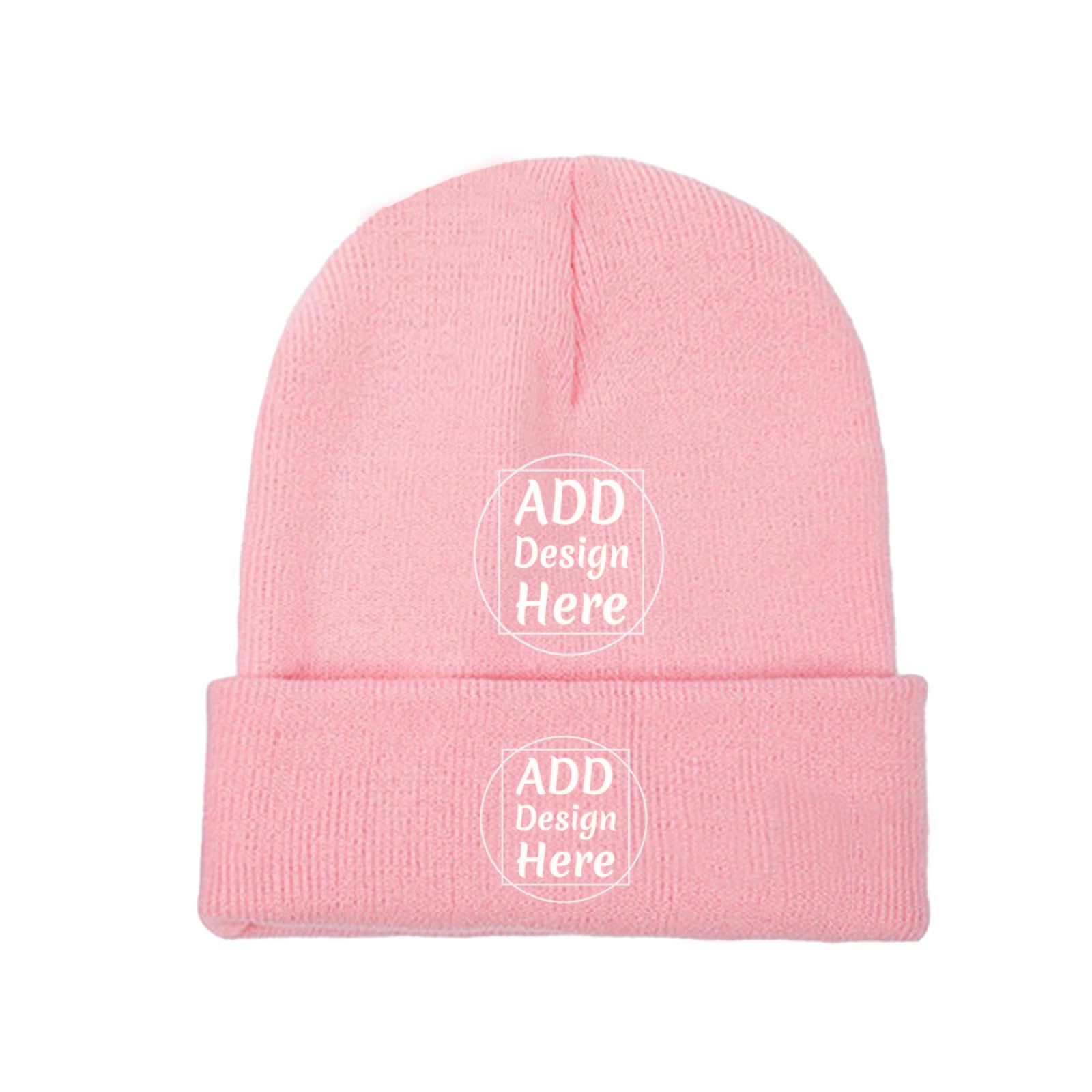 Miujonvy Unisex Pink Winter Hat Beanie Your Logo Mens Womens Hats