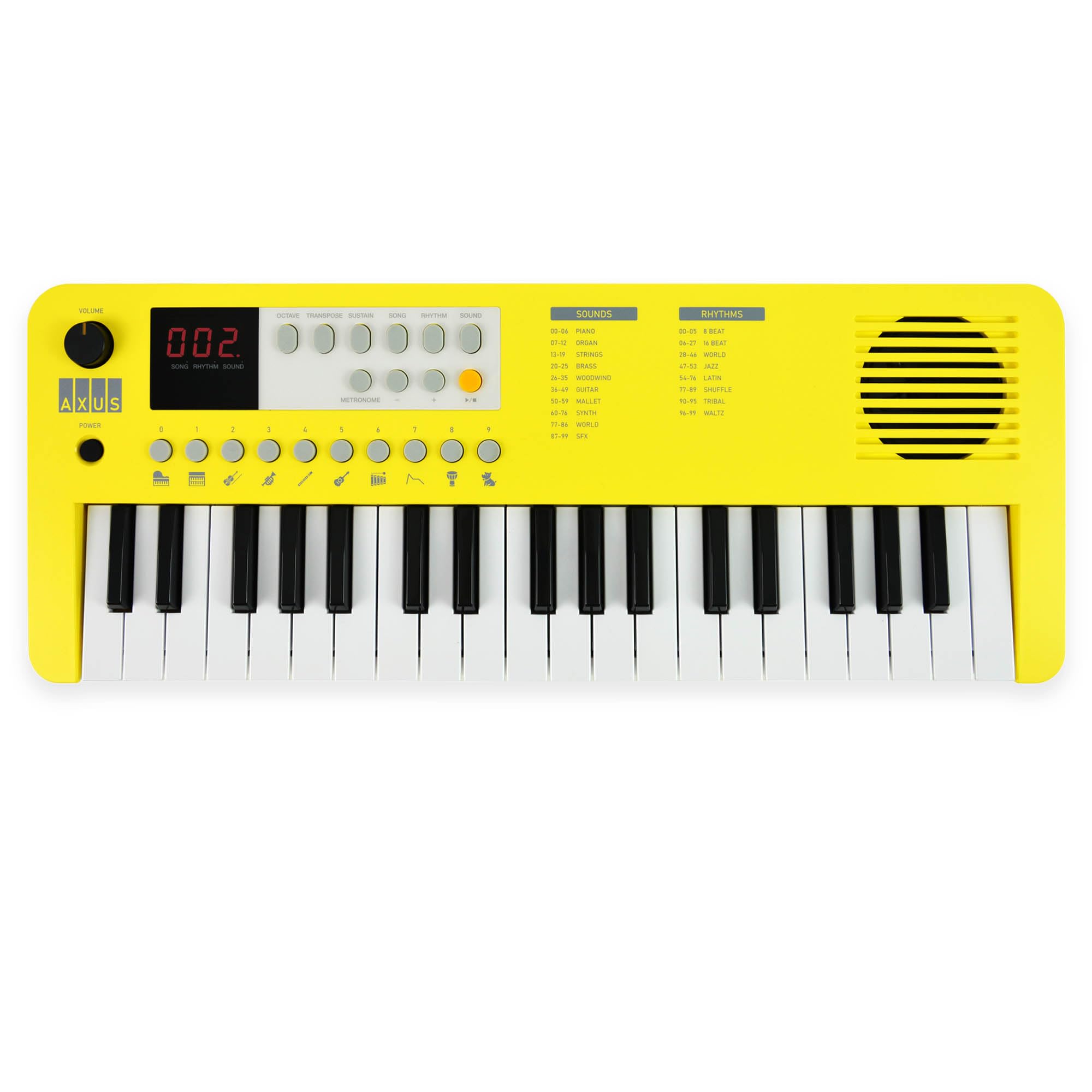 Axus Mini Keyboard 37 Key Keyboard Yellow 37-Key