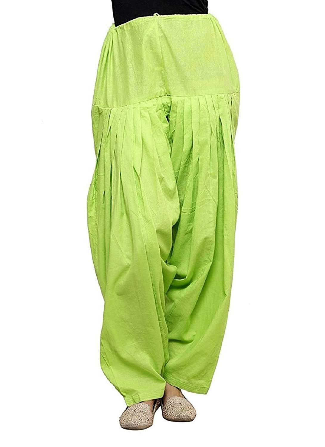 Prabha creations Women's Loose fit Cotton semi Patiyala Salwar White