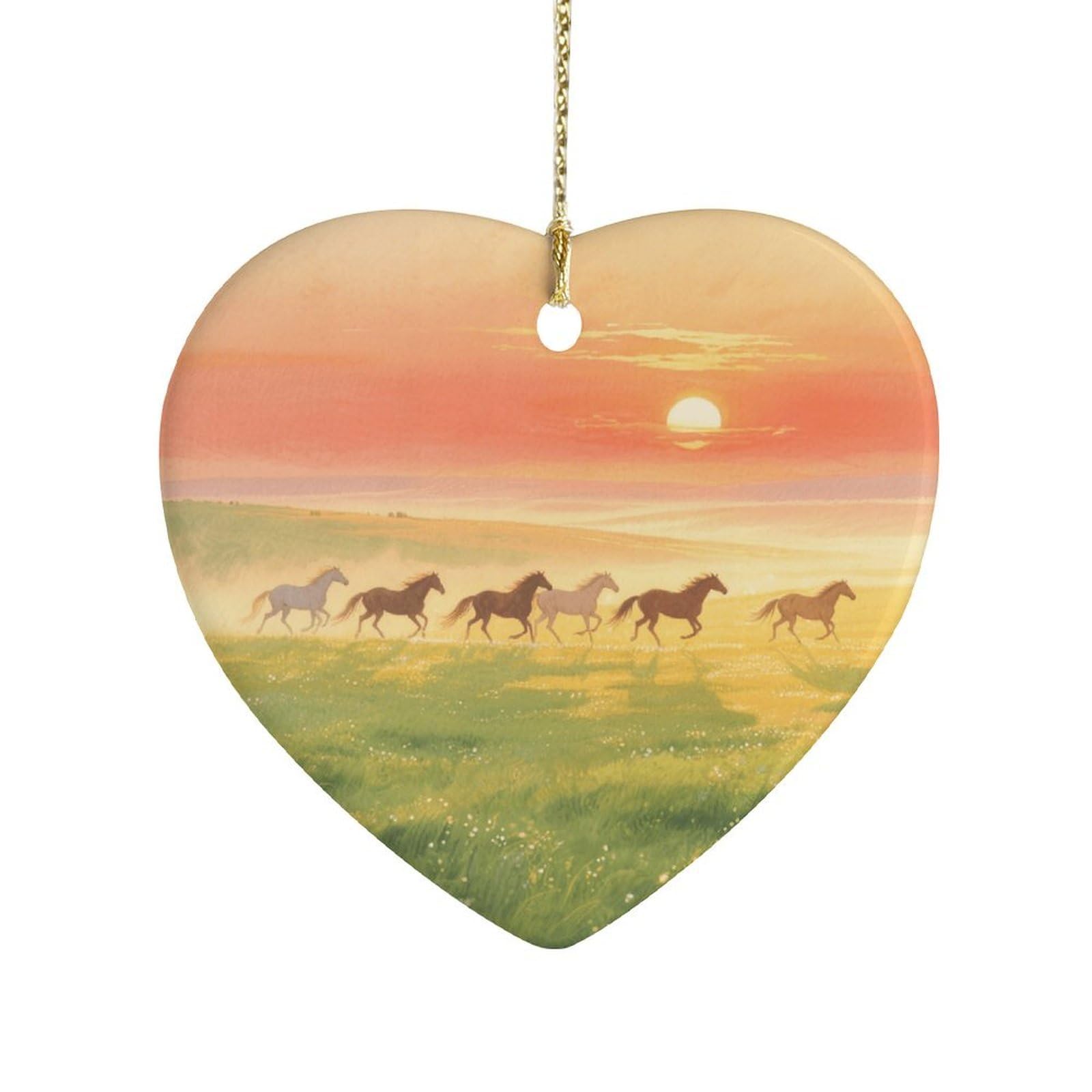 Fekiloot Style Grassland At Dawn Ceramic Ornament Home Decor Keepsake