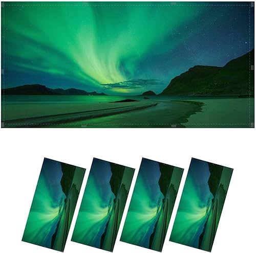 Haukland Beach Lofoten Norway - Juego de 4 cubiertas fluorescentes para luz de techo, filtros de luz magnéticos decorativos para aula, oficina,