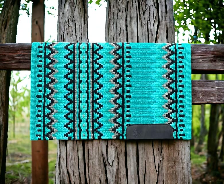 Western Show Horse Saddle Blanket New Zealand Design Handmade Wool Saddle Blanket Top Wool Saddle Pad Size : 34" L x 36" W x 1" Inches_M69