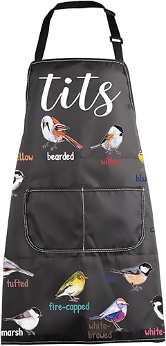 MBMSO Delantal de tetas con bolsillos, delantal de cocina para observación de aves para amantes de las aves