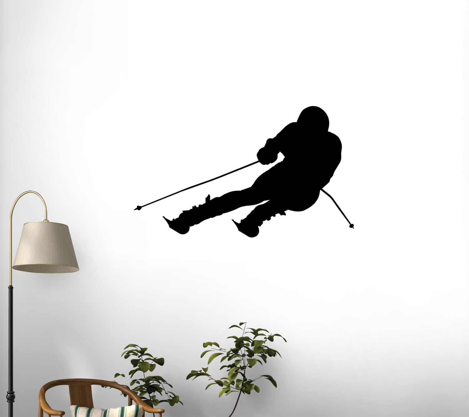 Wallmonkeys WM275891 Silhouette of a Skier Sports Winter Snow Extreme Peel and Stick Wall Decals, 60" W x 36" H-Jumbo