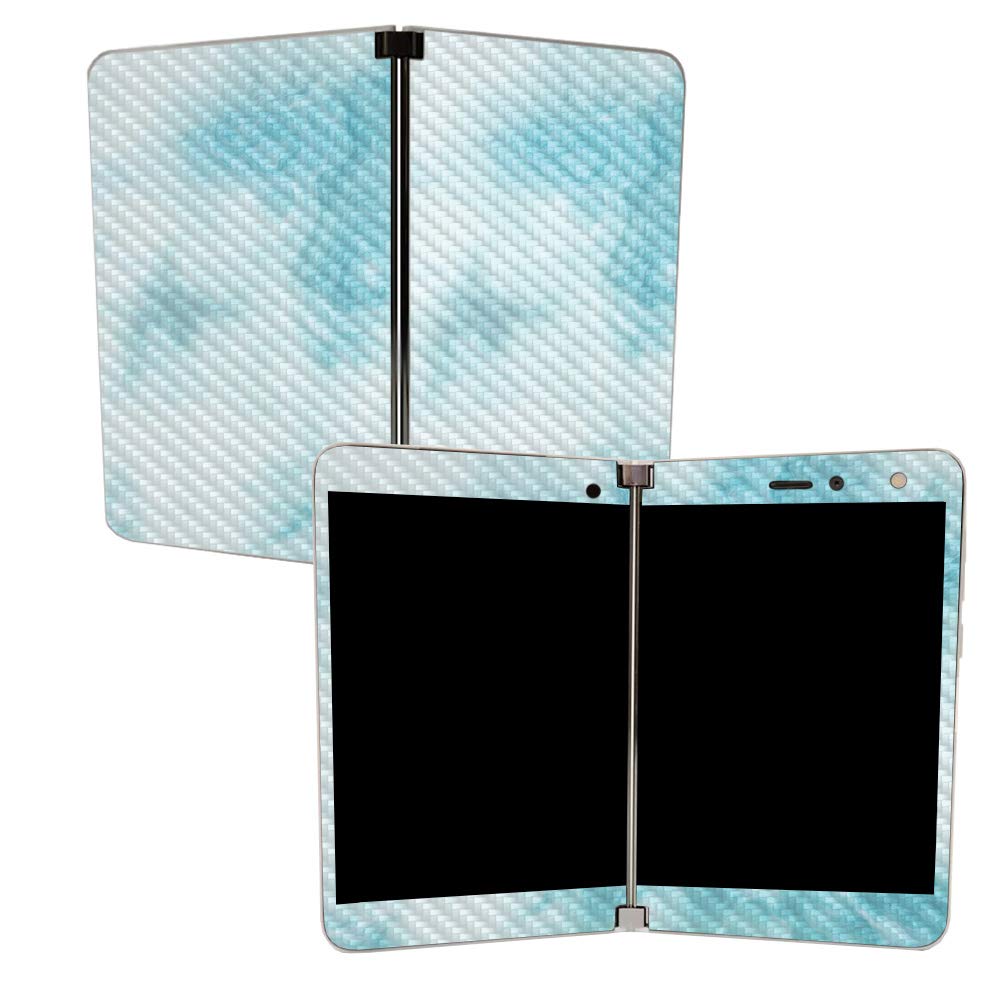 MIGHTY SKINS MightySkins Carbon Fiber Skin for Microsoft Surface Duo - Blue Marble | Protective, Durable Textured Carbon Fiber Finish | Easy to Apply, Remove, and Change Styles | Made in The USA
