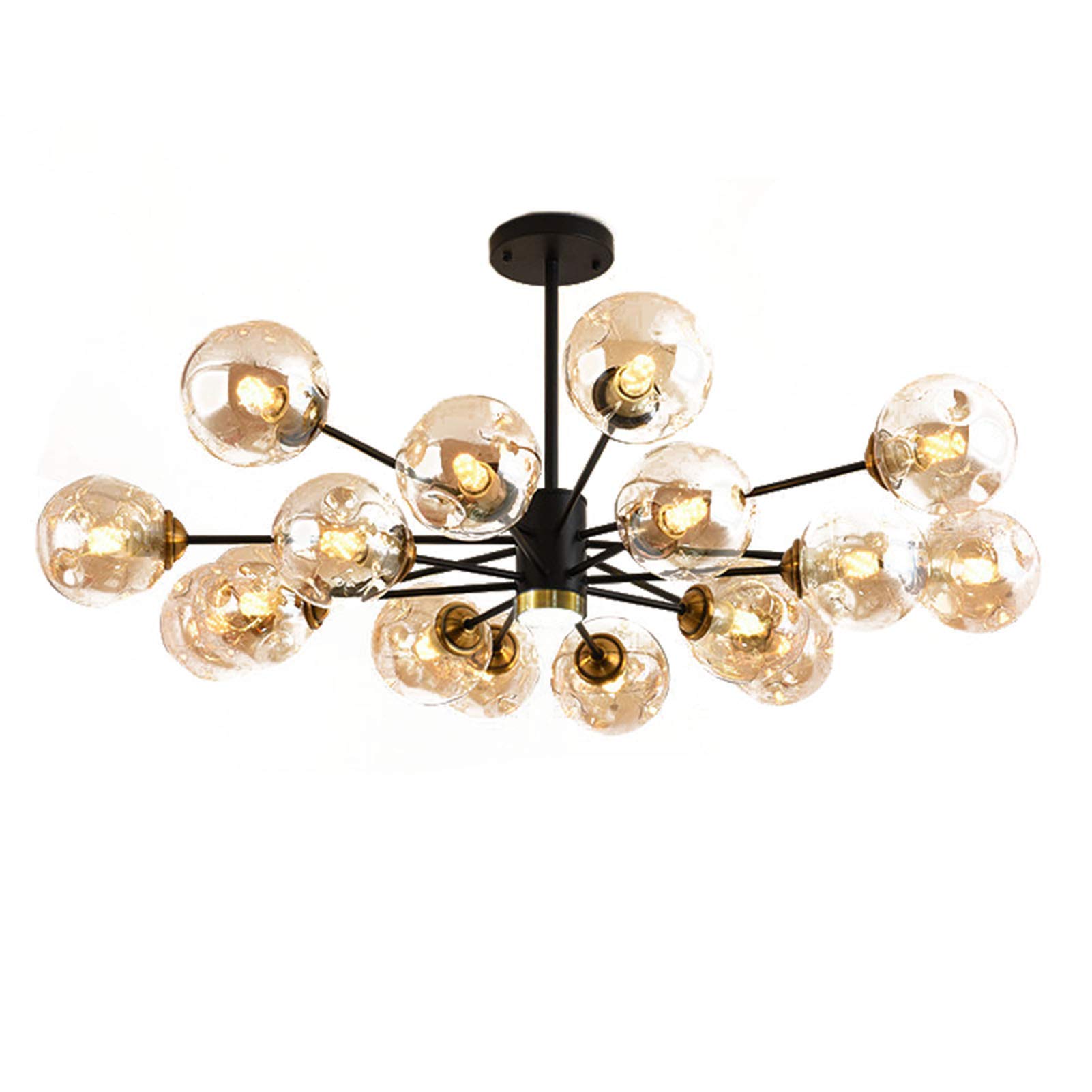 CZYLJLK 6-Light Black Industrial Sputnik,E27,Metal Ceiling Light Fixture,Adjustable Height Pendant Fitting for Living Room Bedroom Dining Hallway-Black 2 16t