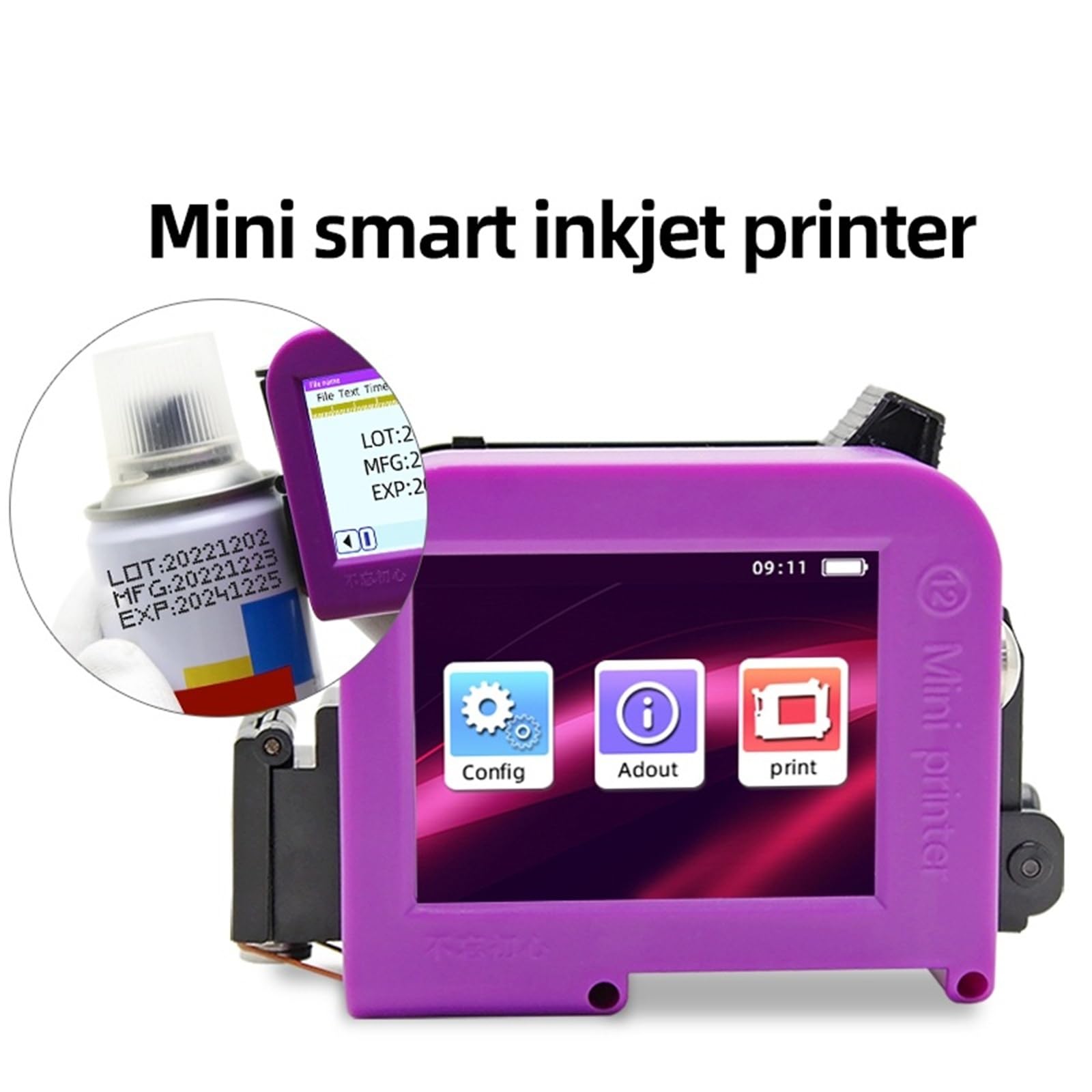 Przenośna mini drukarka atramentowa Data produkcji Numer partii Kod QR Szybkoschnący worek do pakowania stałego atramentu Drukowanie zakrętek do butelek