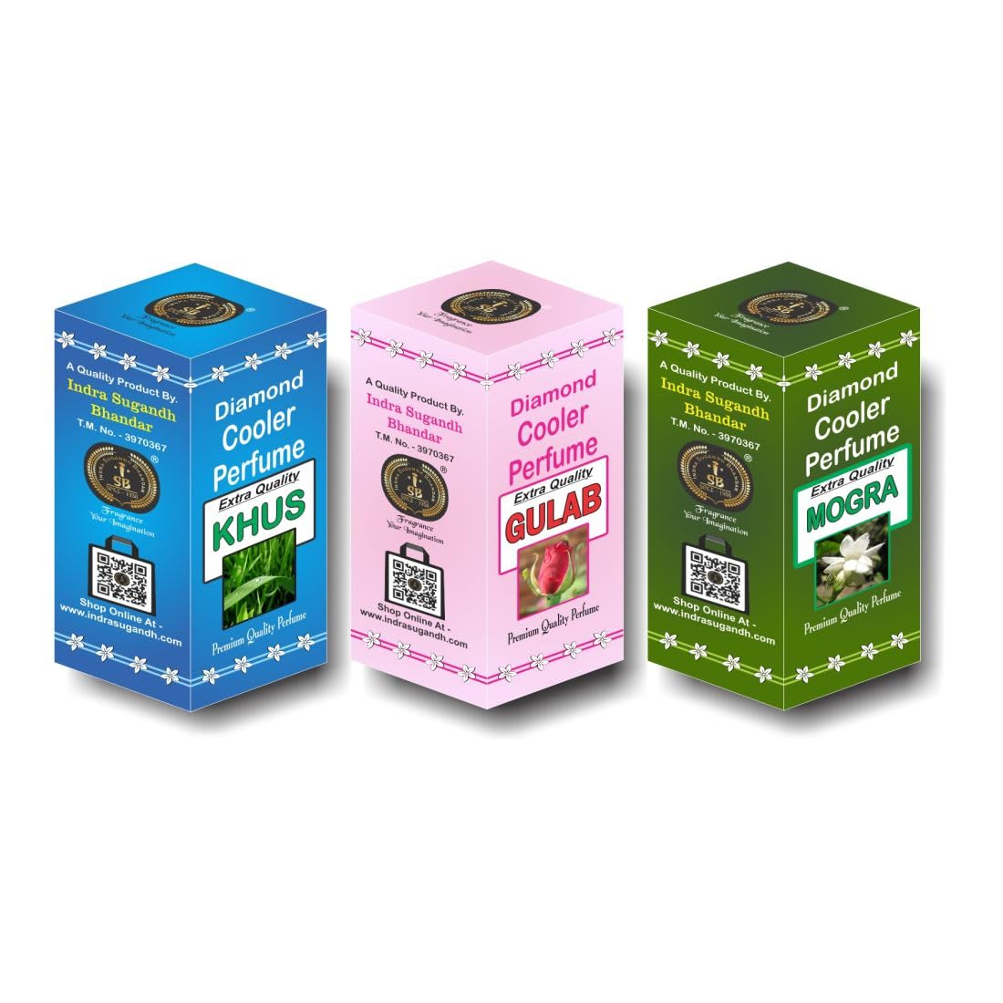 INDRA SUGANDH BHANDAR Khus Gulab Mogra Cooler Perfume Oil - Combo Of 3 X 20 Ml, For Women