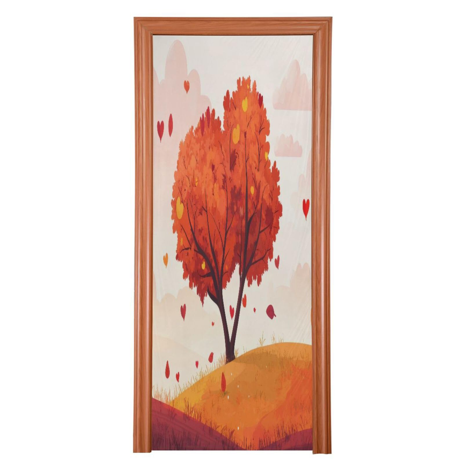 FLildon Heart Tree Valentine's Day Door Cover Decoration, Party Accessory Porch Decor for Festive Ornament Room Door Covers 32 x 79 Inch