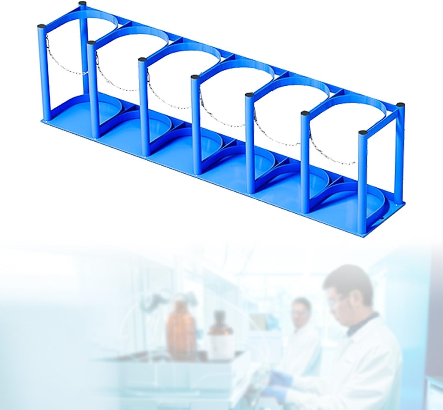 GTHTUHFD Steel Oxygen Cylinder Rack For Laboratory - Holds 4-6 Gas Tanks,Blue-L-111cm(43 3/4