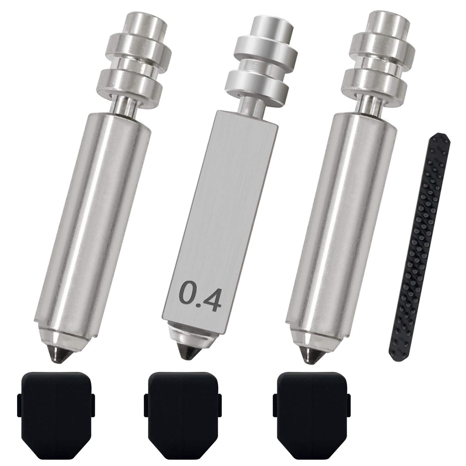 HzdaDeve Boquillas de acero endurecido integradas de 3 PK de 0,4 mm y cubierta de silicona 3PK para Kobra X Combo Quick-Swap High Flow High Speed Throat Tube Boquillas de cabezal de impresión Kit de