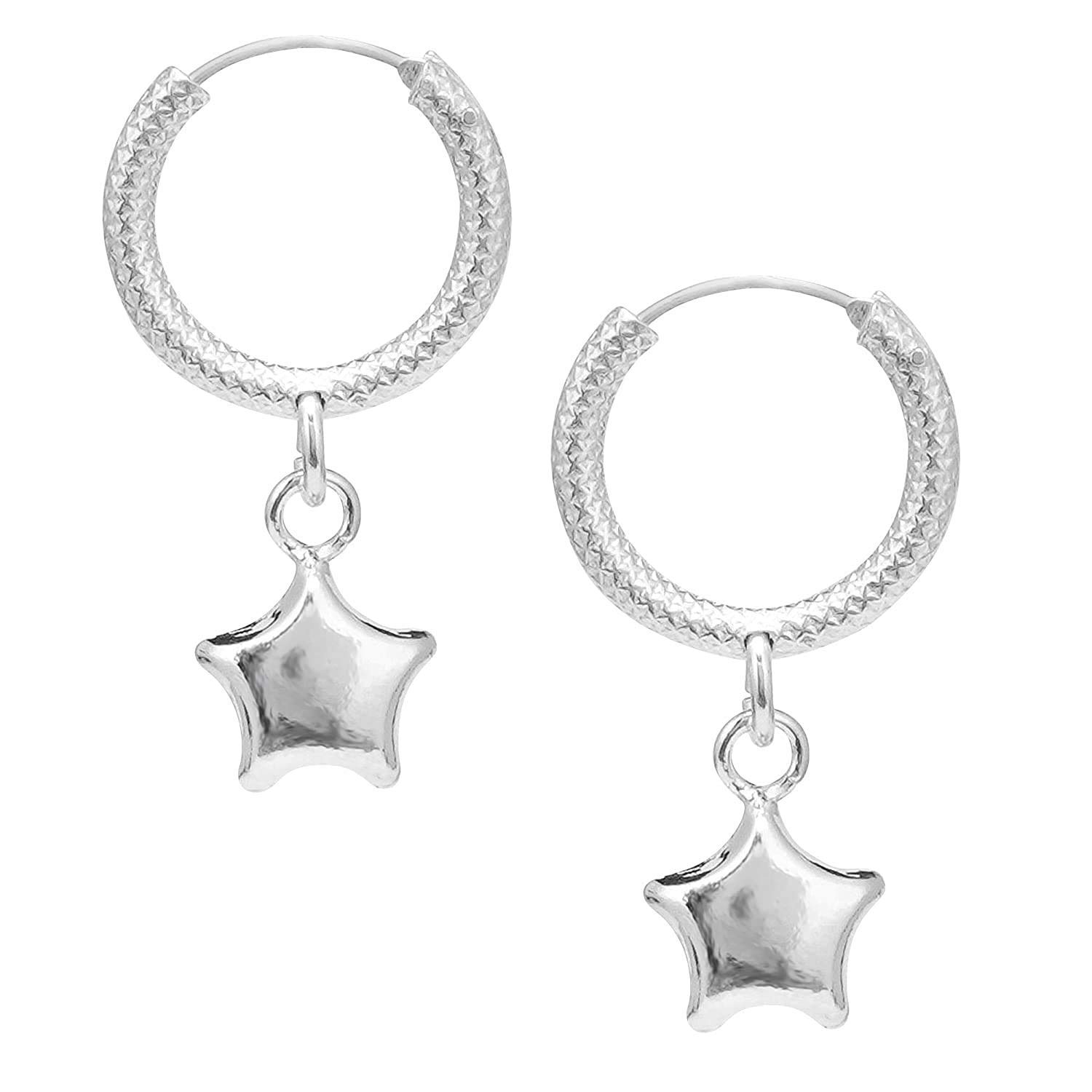 DHRUVS COLLECTION 925 Pure Sterling-Silver Earrings/Bali With Star Charms for Boys & Girls (B08NYVP6C1) Amazon Price History, Amazon Price Tracker