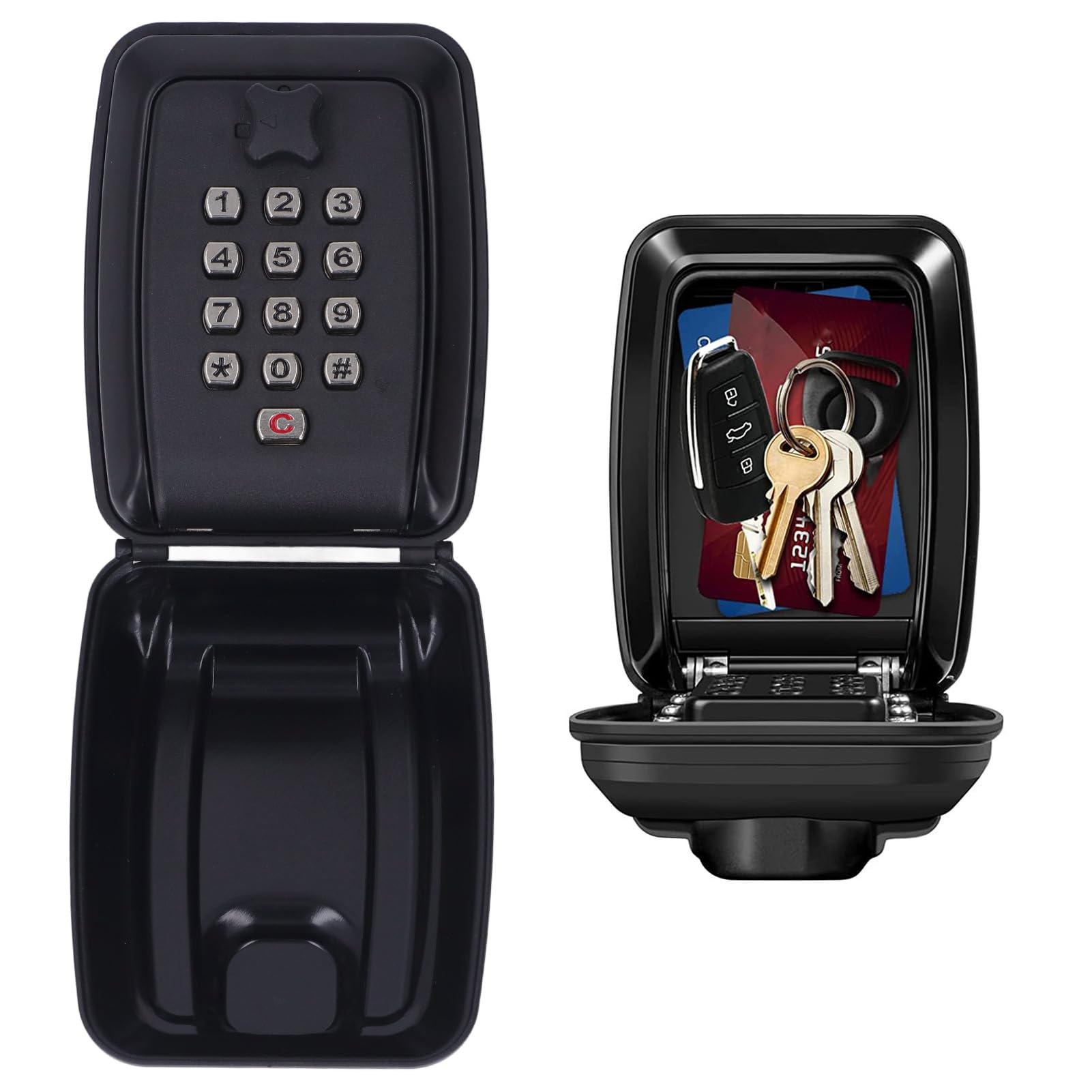 TopyondKey Safe, Outdoor Waterproof Wall Mounted Security Key Storage Box, 12-Digit Combination Key Box Card Storage Case, Black Lockbox Key for Home Office Industries Vehicles