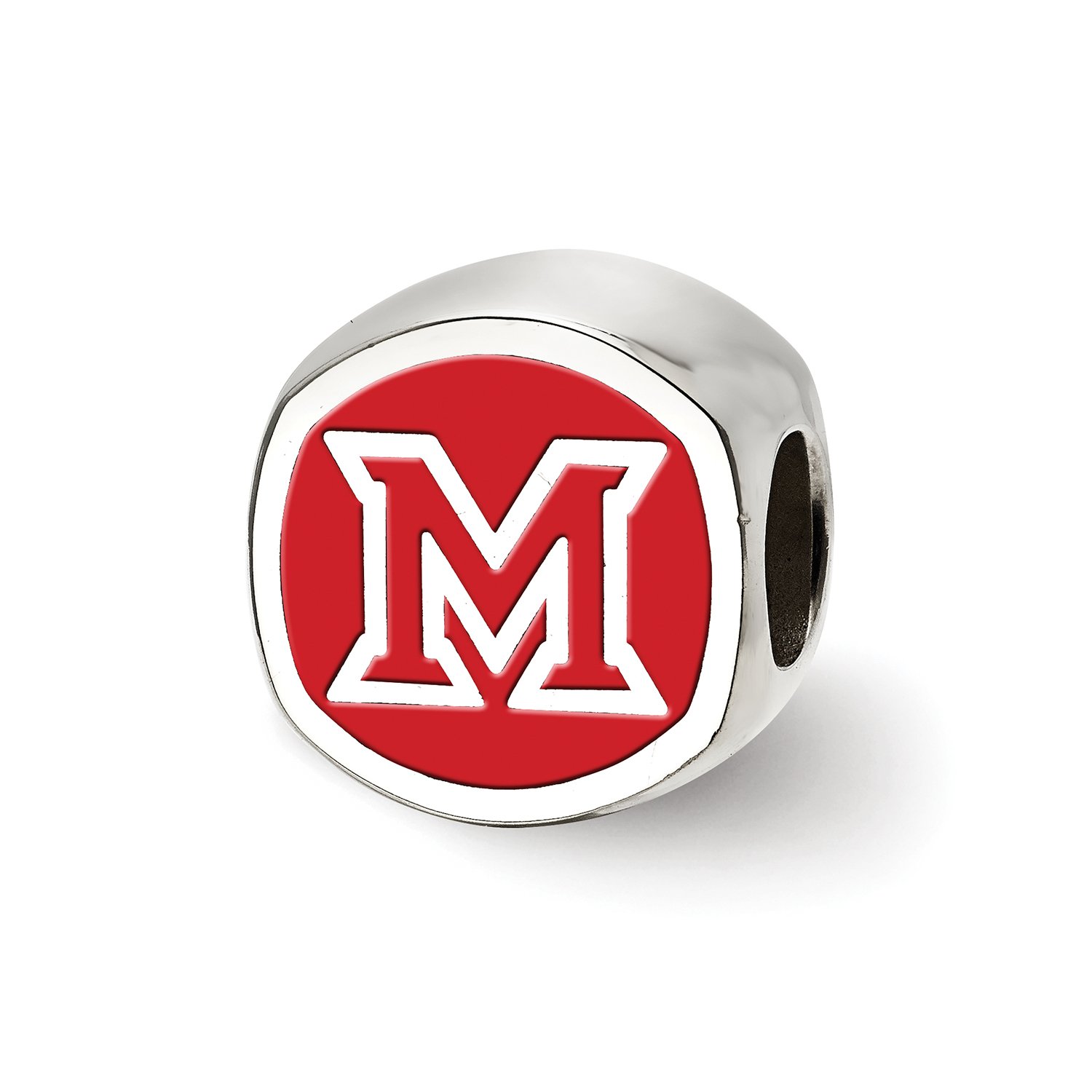 LogoArt Logo Art Sterling Silver Miami U Block M Cushion Shaped Double Logo Bead