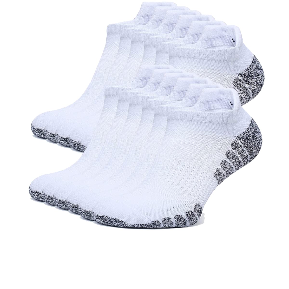 Herrensocken, 12 Paar, Anti-Blasen, gepolstert, atmungsaktiv, Laufsocken, Baumwolle, Sportsocken, niedrig geschnitten, athletische Sportsocken
