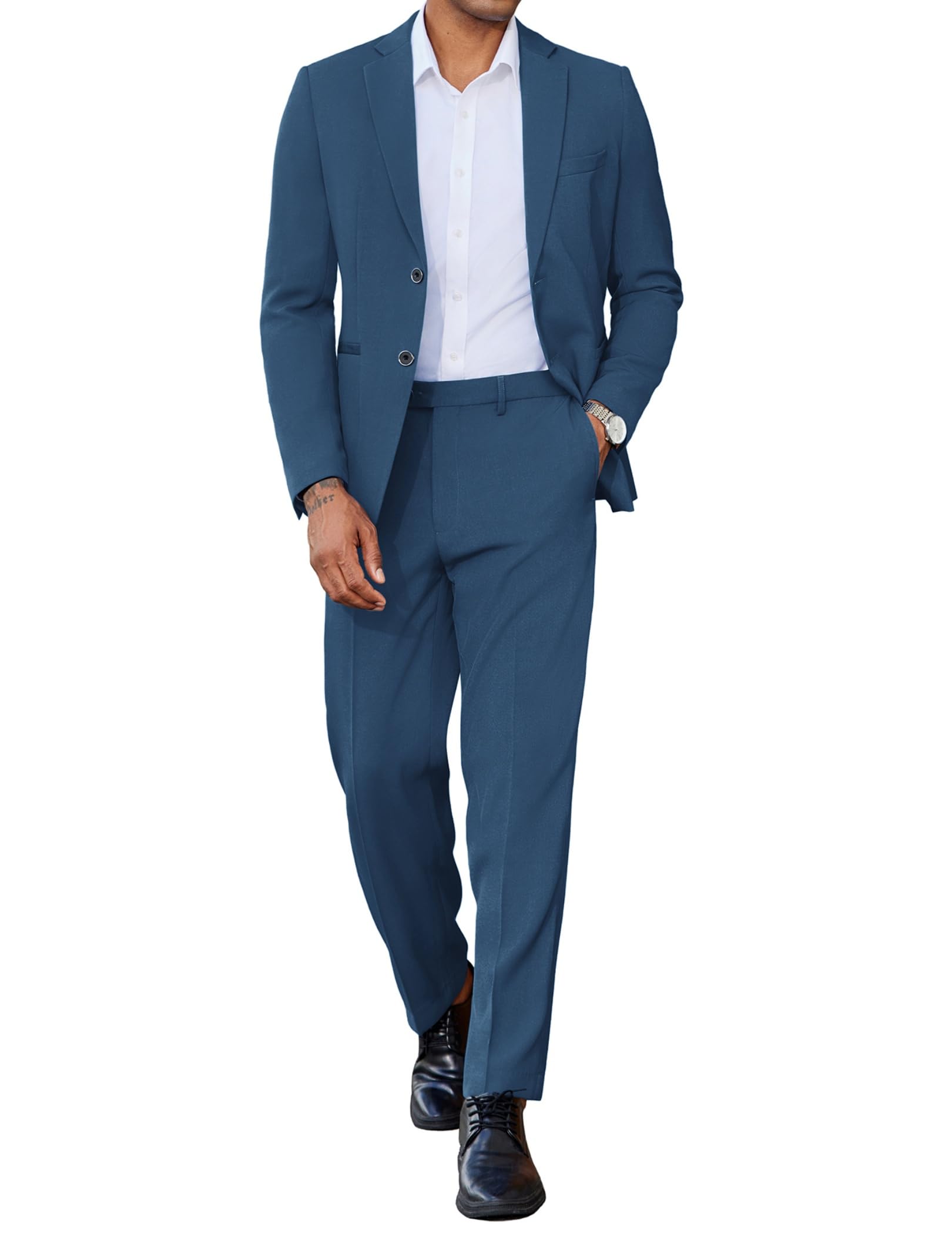 COOFANDY Mens 2 Piece Suits Slim Fit Two Button Blazer Pants Set for Casual Business Wedding