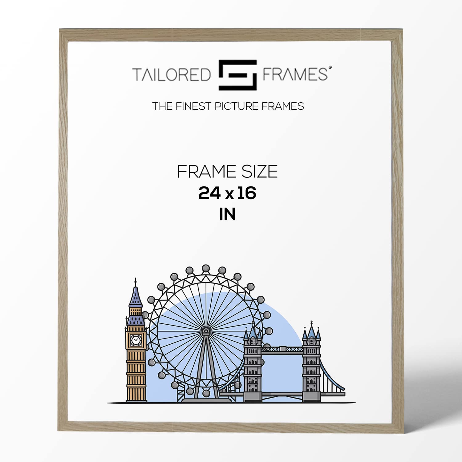 Tailored Frames Oak Wood 24"x 16" Single Picture Frames | 240 | Wall Hanging Type | Photo Frame Without Mount