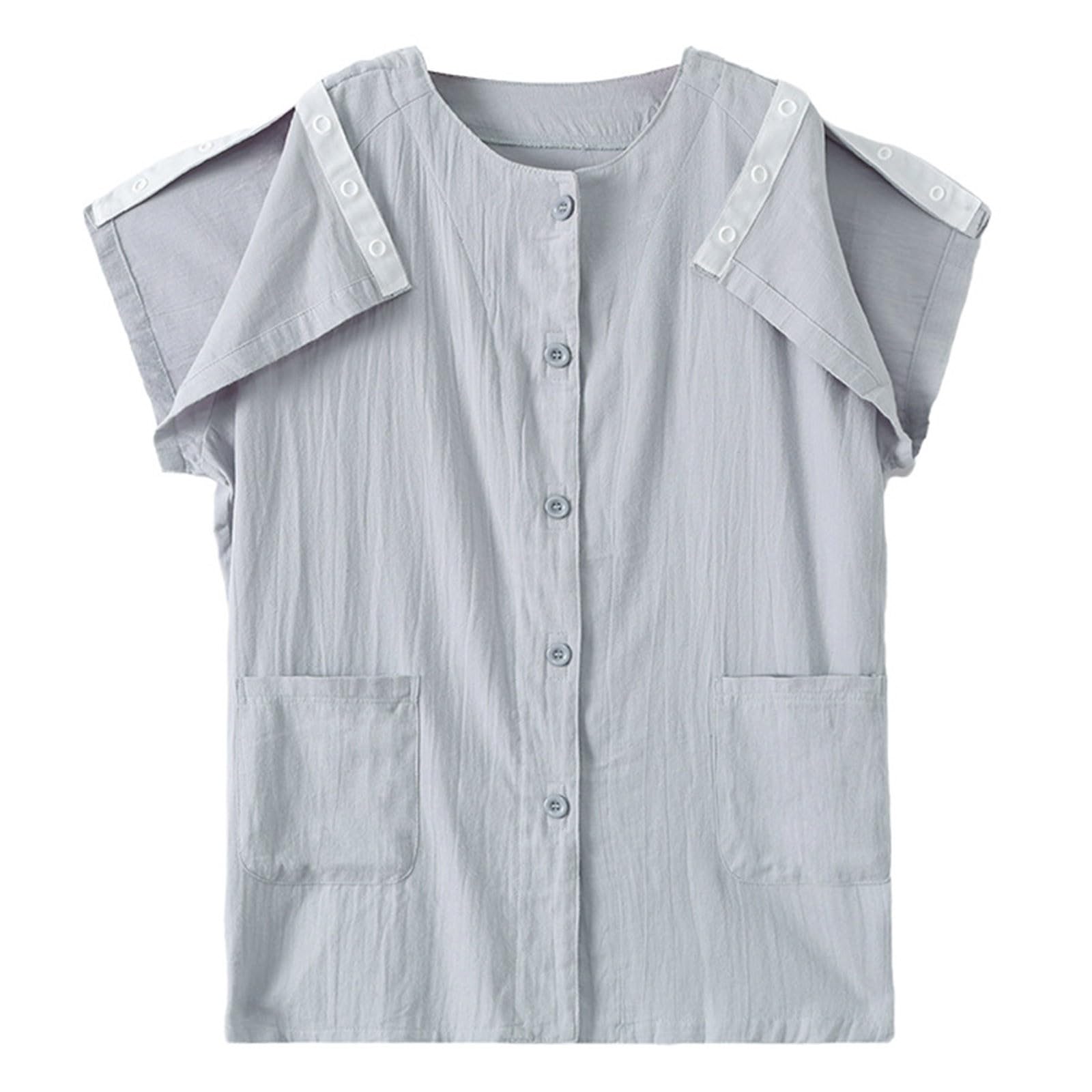Ropa de cama de fractura de manga corta para mujeres y hombres, rehabilitación postoperatoria, completamente de algodón, conjunto cómodo para poner y quitar pantalones cortos de dormir para
