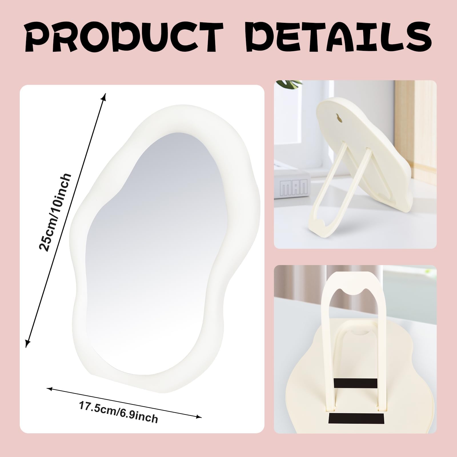 Demonwer Magnetic Locker Mirror 10x6.9 Inch Flat Placement Dual Purpose Functional Make up Mirror for School Student Locker Home Refrigerator Table Locker Accessories?Creamy White