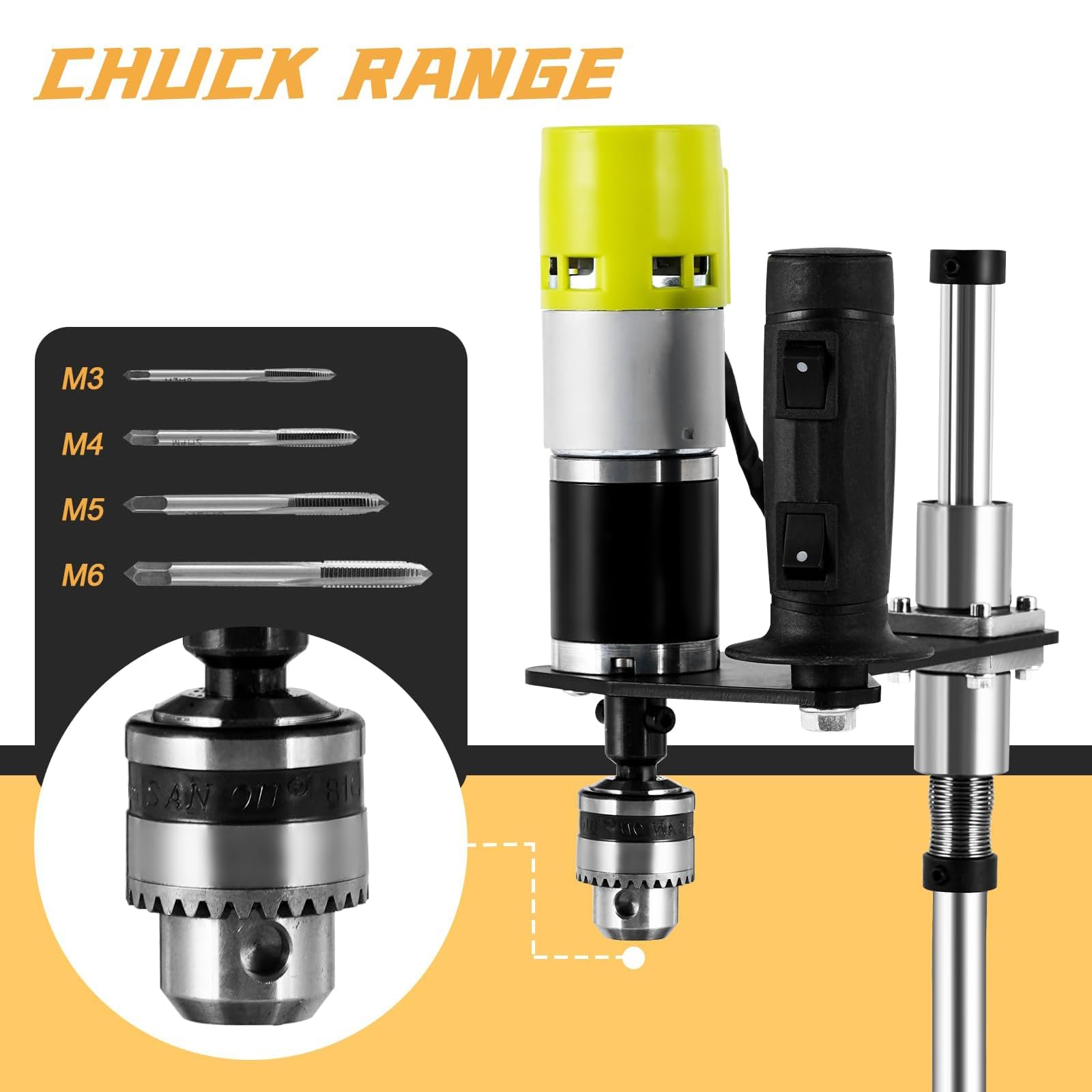 COYEUX Maschinetta maschiatrice elettrica Verticale, maschiatore Verticale, 100-200 Giri/min, Gamma Punte 0,6-6 mm, con morsa da banco e 4 Maschi, maschiatore Regolabile, per Metallo, Legno, plastica