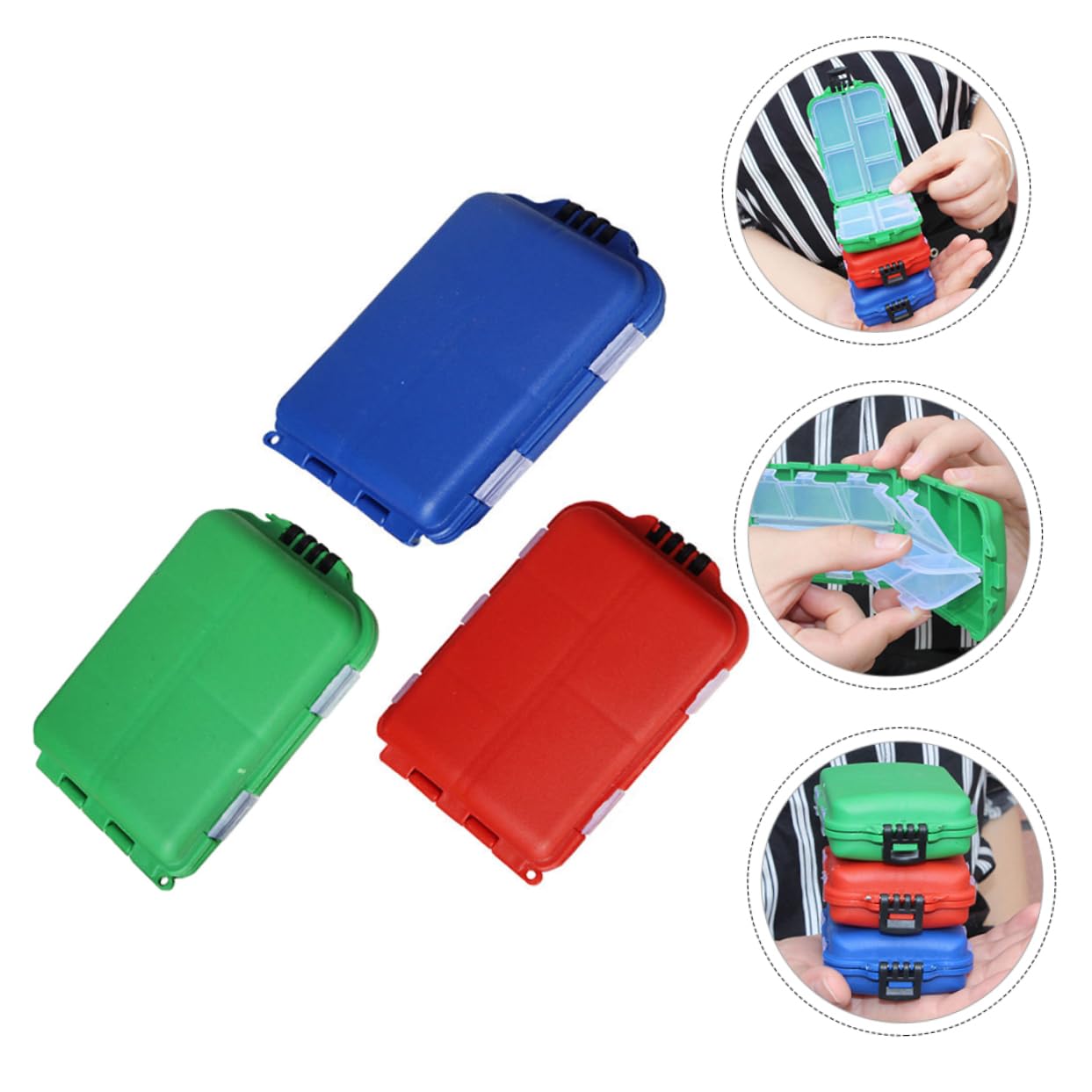 ifundom 2sets Portable Utility Storage Boxes Fishing Tackle Compartments Case for Fishing Gear Accessories Durable Material for Long Term Use Colors Color 3pcs*2