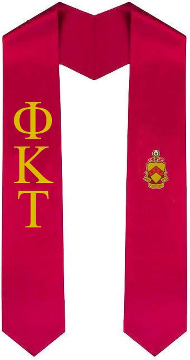 Phi Kappa Tau Greek Lettered Graduation Sash Stole With Crest