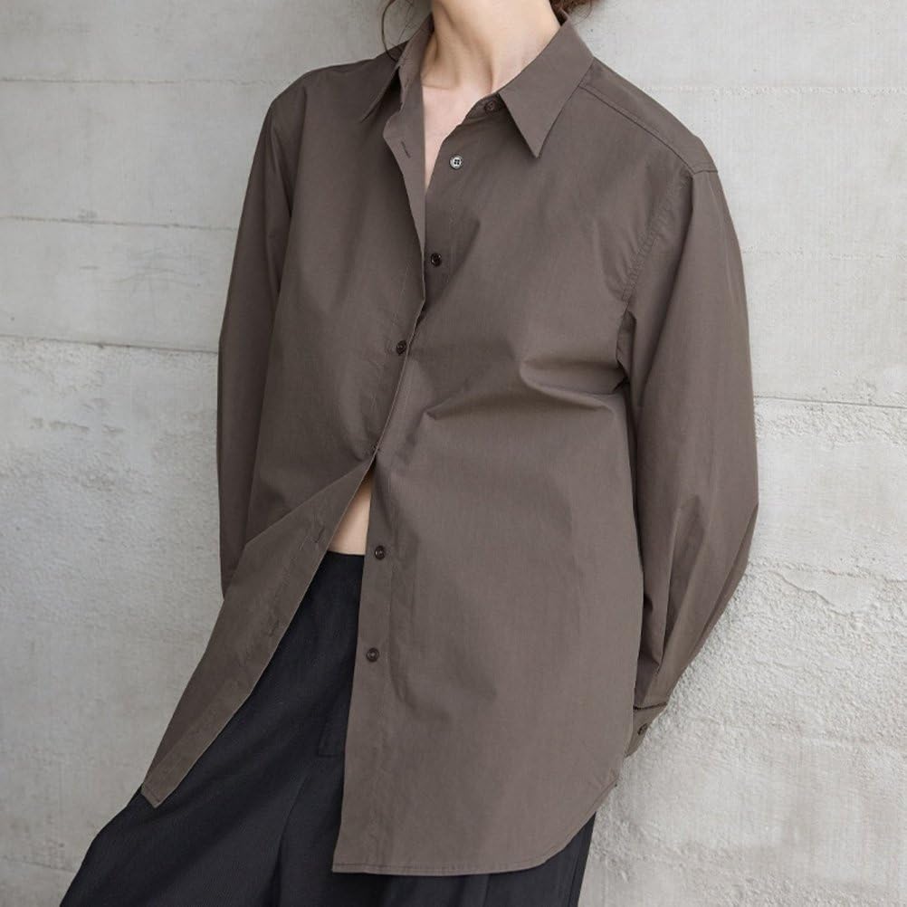 Chemises Décontractées Pour Femmes En Coton À Col Revers Oversize Ajourées Couleur Unie Légères Style Boyfriend