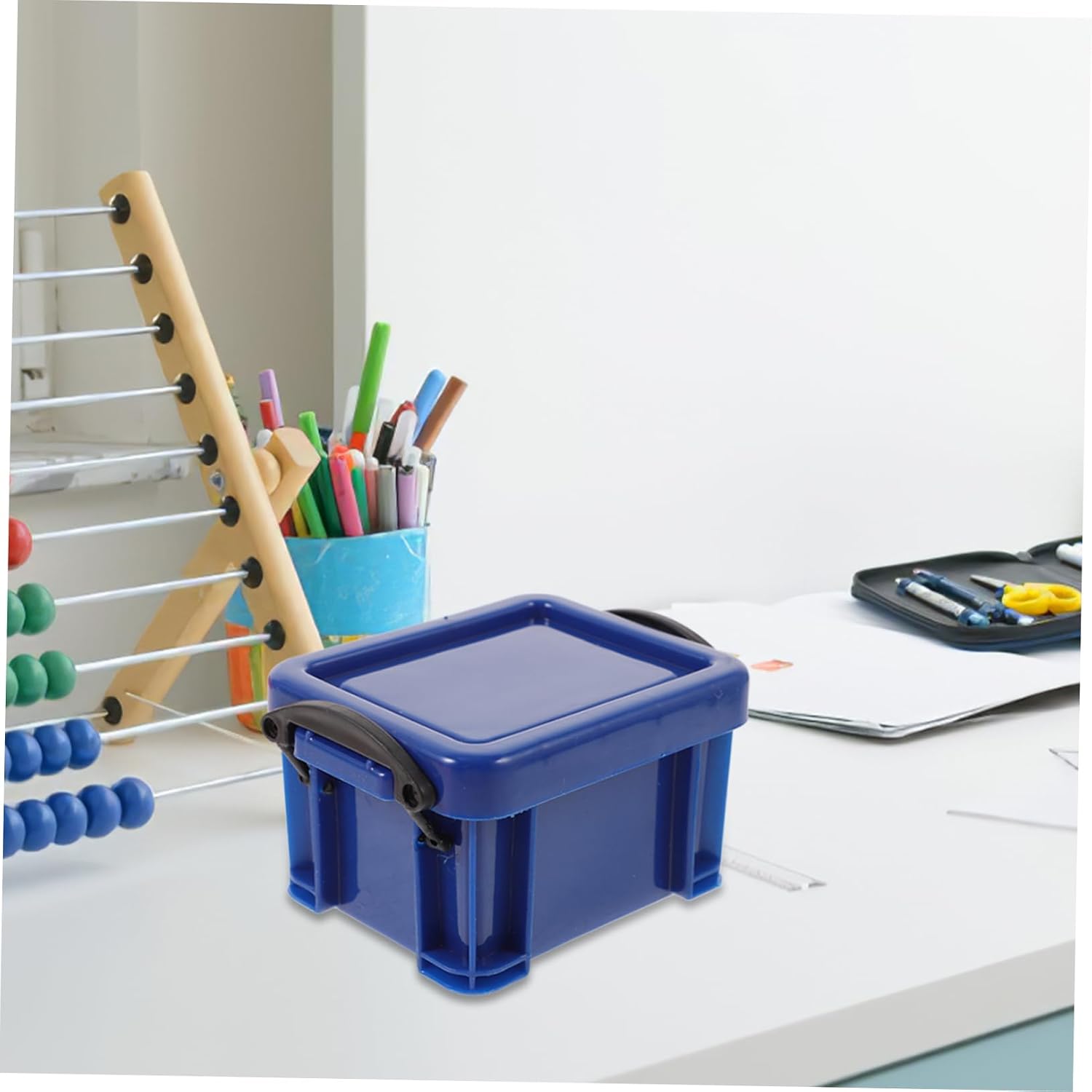 9pcs Mini Lock Storage Boxes, Plastic Desktop Containers for Small Spaces