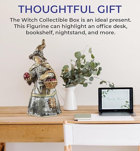 Miniatura 6 de SAGEFINDS Caja coleccionable de bruja | Figura de metal y cristal | Soporte para joyas y baratijas pequeñas | Cierre magnético | Regalo | 4 pulgadas