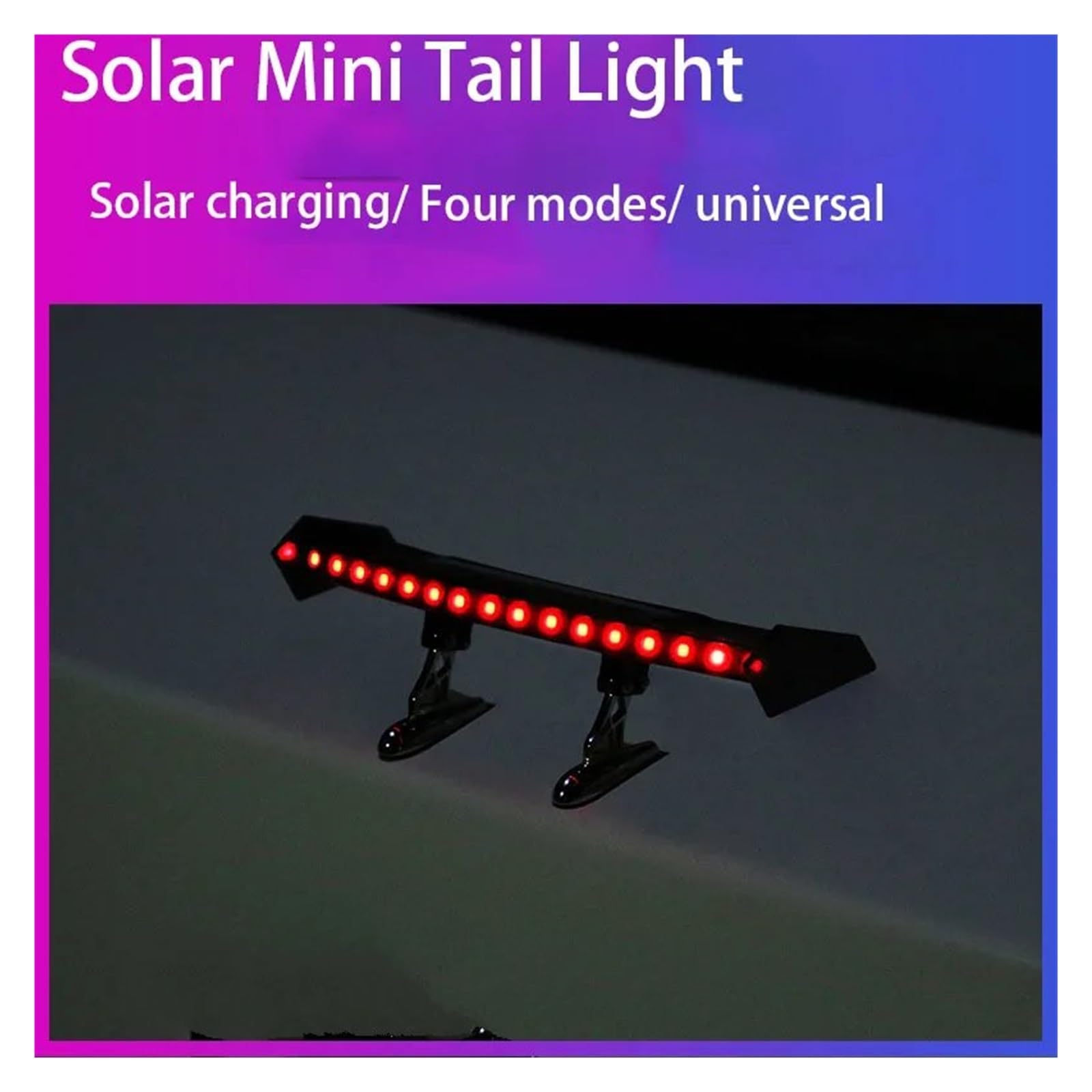 Alerón Trasero Luz Trasera Solar De 12V Alerón Trasero Universal para Coche Advertencia Intermitente, ala Impermeable con Sensor Accesorios Modificados