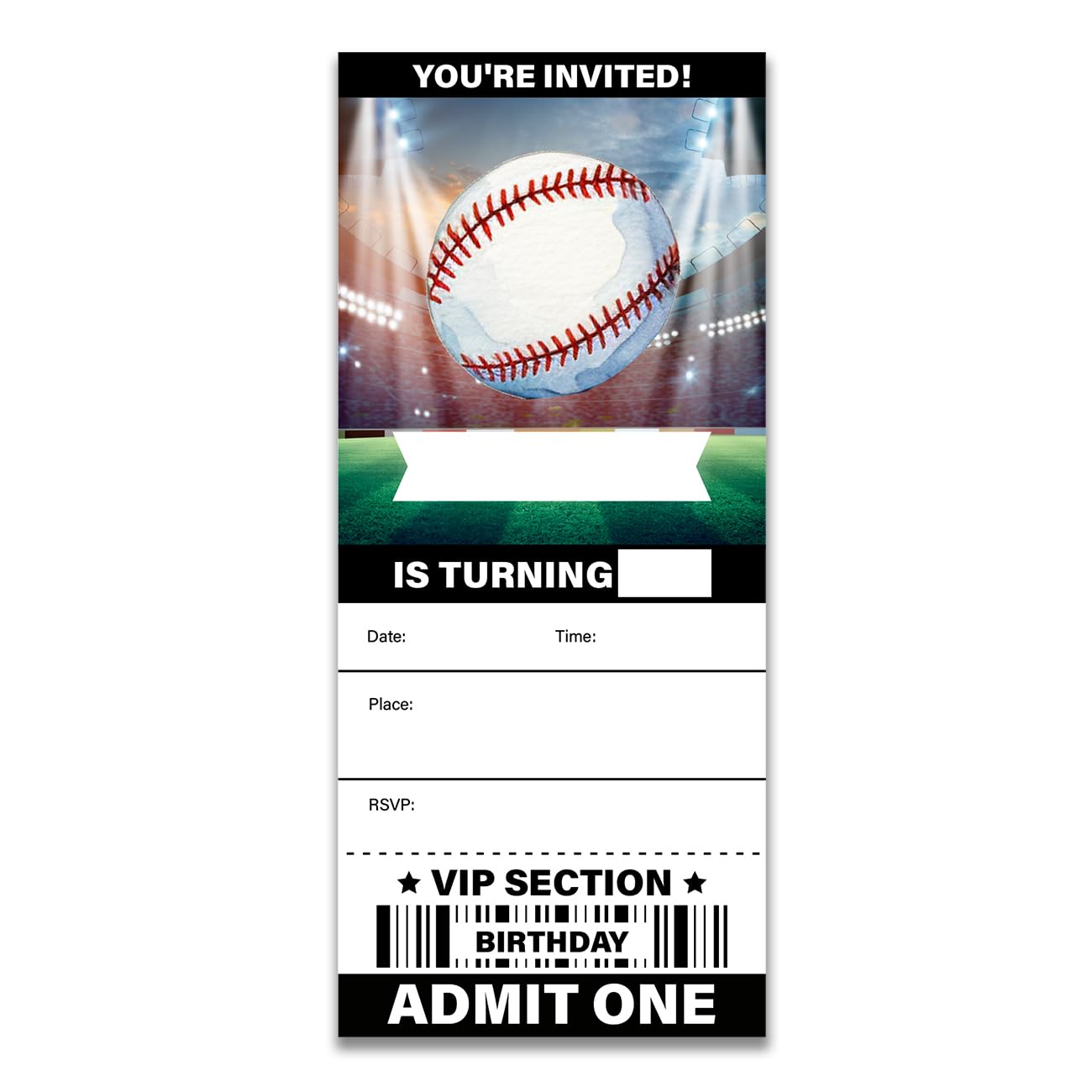 UPNEGE Baseball Birthday Invitations Tickets Sports Party Baseball Ticket Style Invitations with Envelopes Set of 20