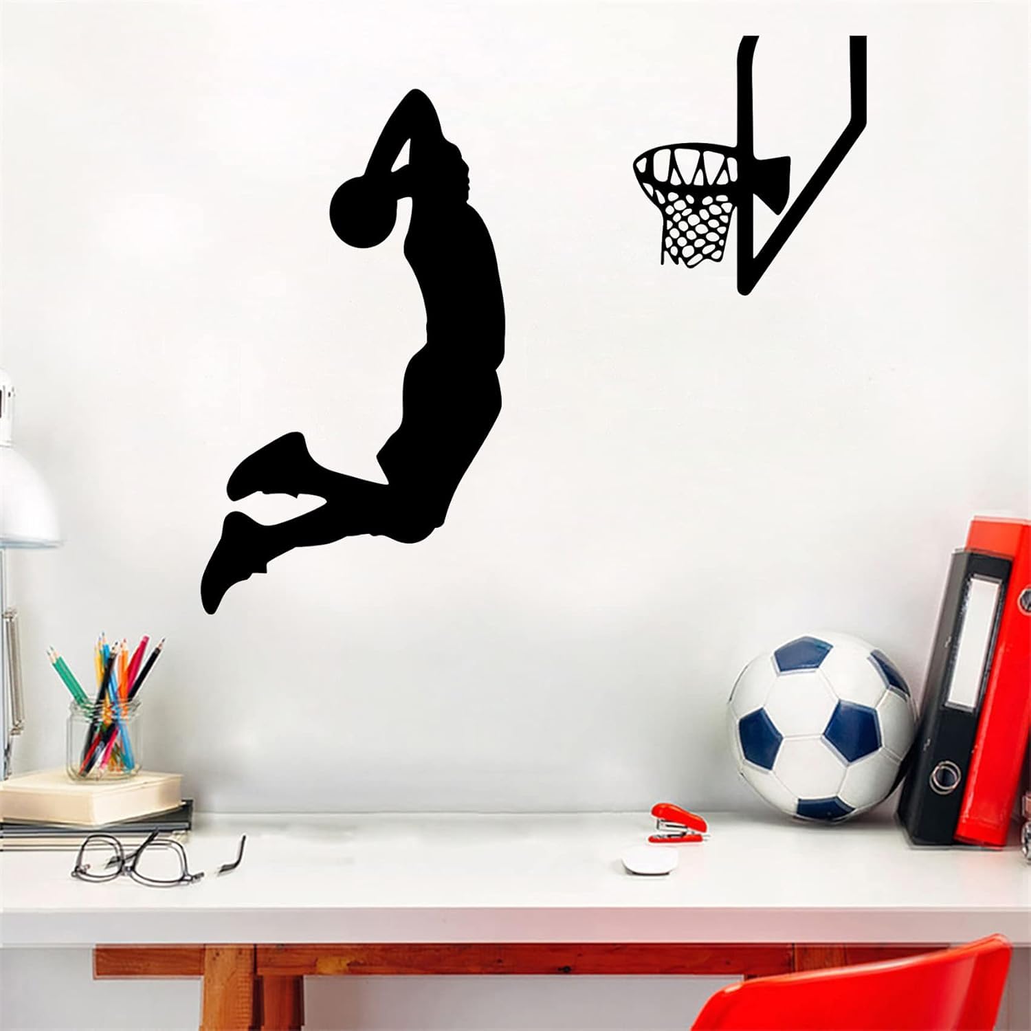 SUPERDANT Adesivi Murali con Giocatori di Basket Adesivi Da Parete Ad Acquerello Decorazioni da Parete Sportive Adesivi per Finestre Decorazioni per Palestra di Basket Adesivi Murali Camera da Letto