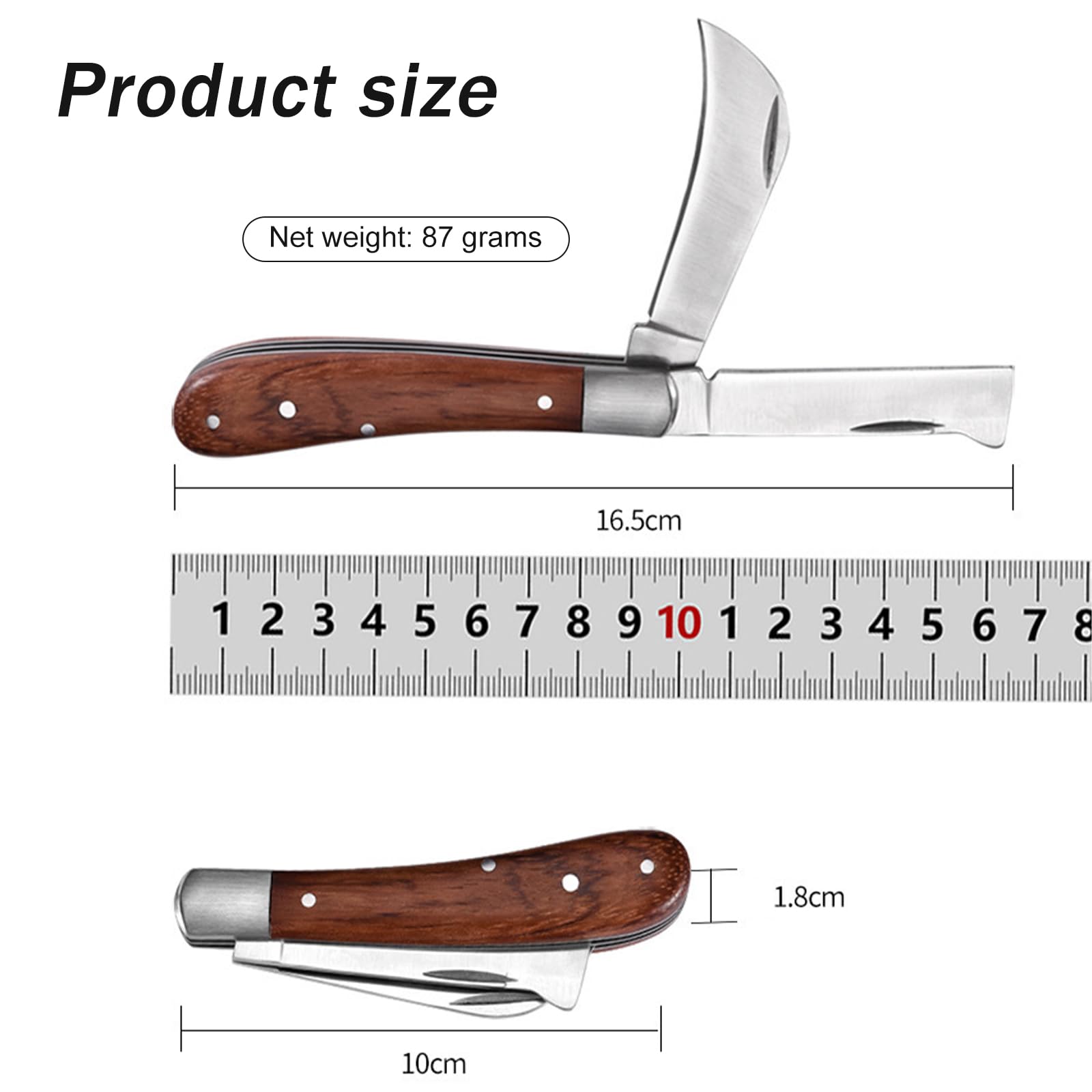 Coltello da Innesto,Coltello da Potatura Pieghevole per Innesti Multifunzionale Doppio Bordo, Acciaio Inossidabile per Germogliare, Innestare Erbacce, Arbusti e Rami