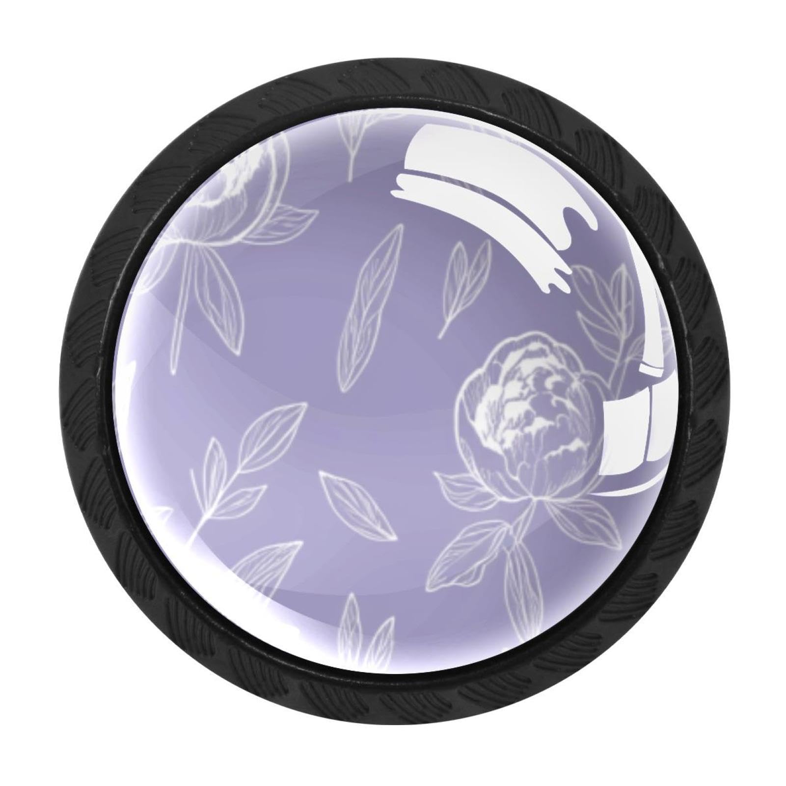 CHENZZZZ Floral Purple_1_1 Drawer Knobs Pull Handle Crystal Glass Circle Shape Cabinet Drawer Pulls Cupboard Knobs with Screws for Kitchen Cupboard Dresser Wardrobe etc
