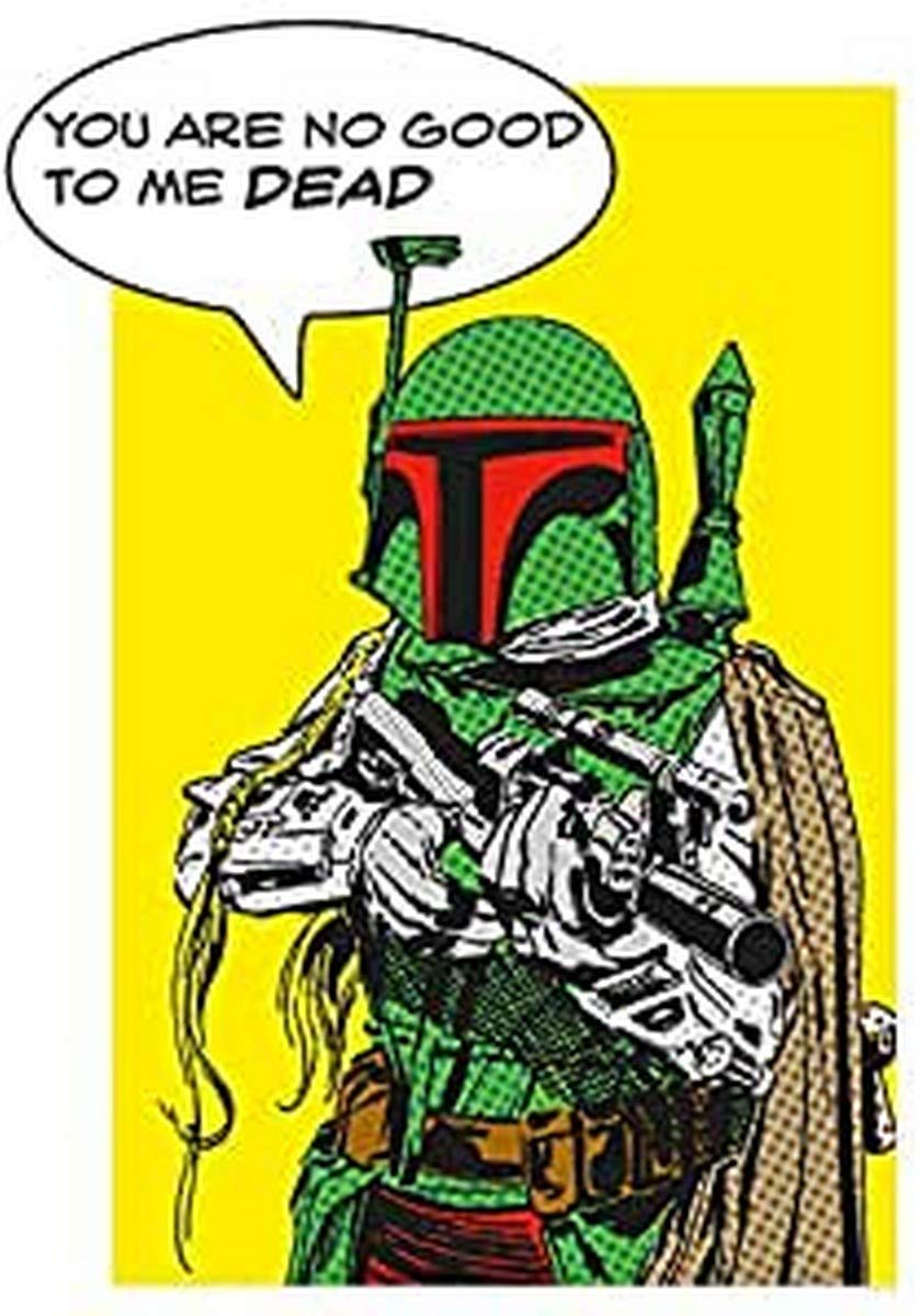 Komar Wall Picture Star Wars Classic Comic Quote Boba_Fett Children's Room Decoration Art Print Without Frame Available in 3 Sizes, Colourful, WB113-50x70