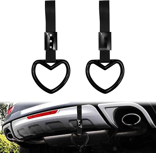 2 piezas anillos decorativos de advertencia para parachoques trasero en forma de corazón, correas de manija para automóvil, autobús del metro,