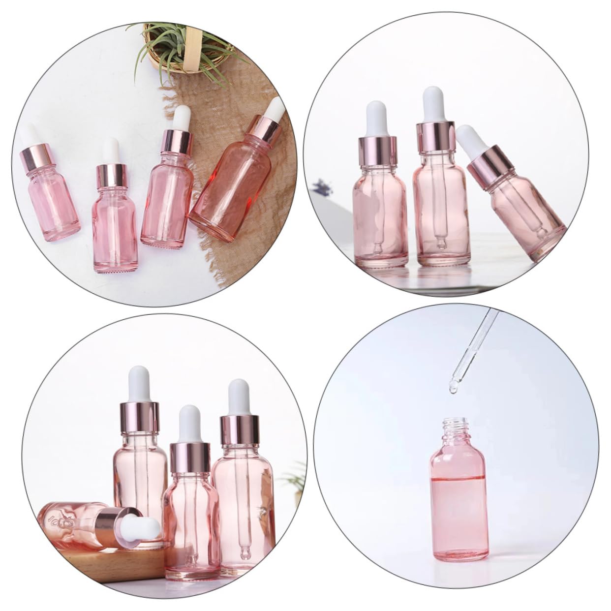 Bottiglie per Oli Essenziali e Profumi 30 Contagocce in Vetro Rosa da 30ml, Bottiglie Ricaricabili Portatili per Viaggi e Miscele Handmade