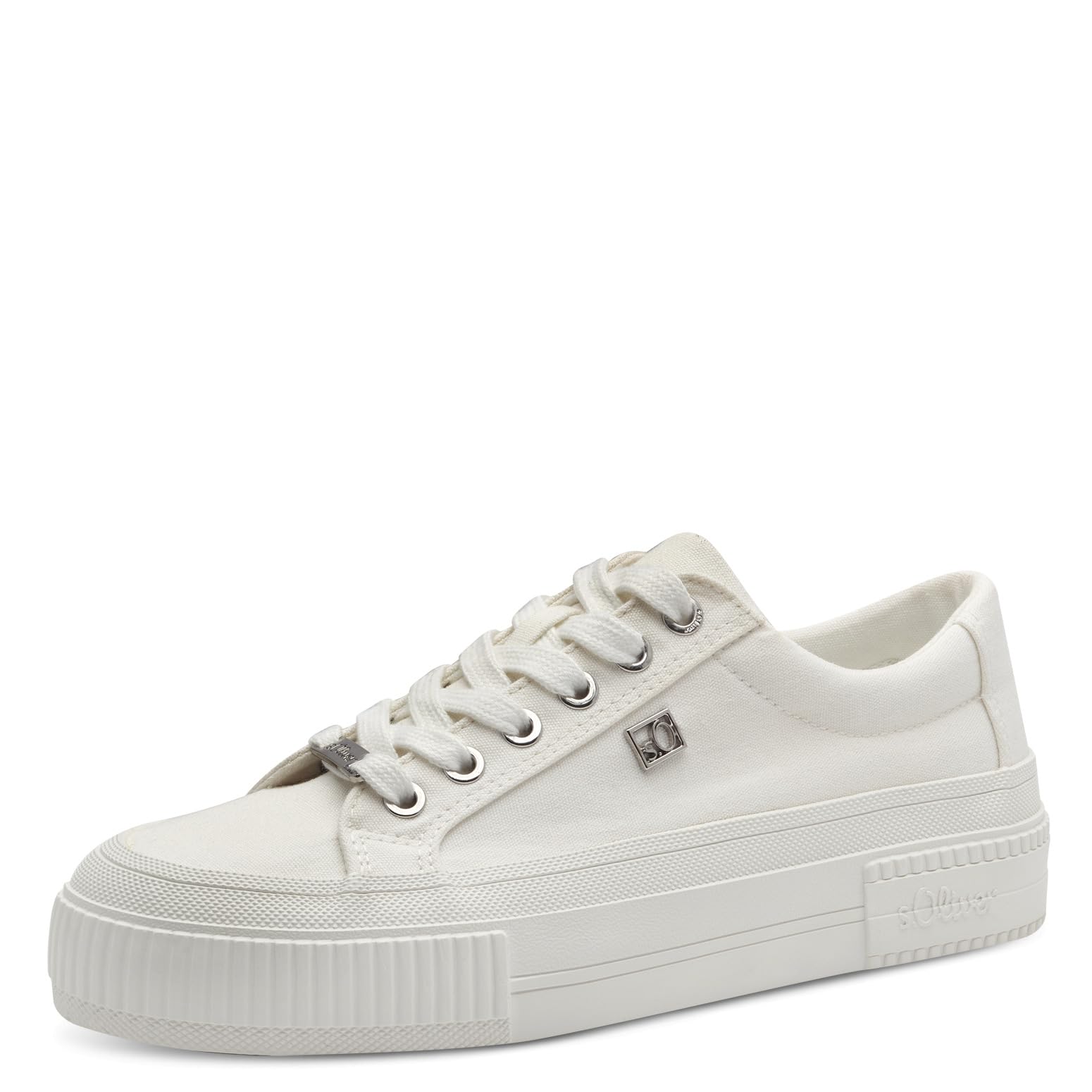 s.Oliver Women's Platform Trainers with Laces, Comfortable, White, 8 UK
