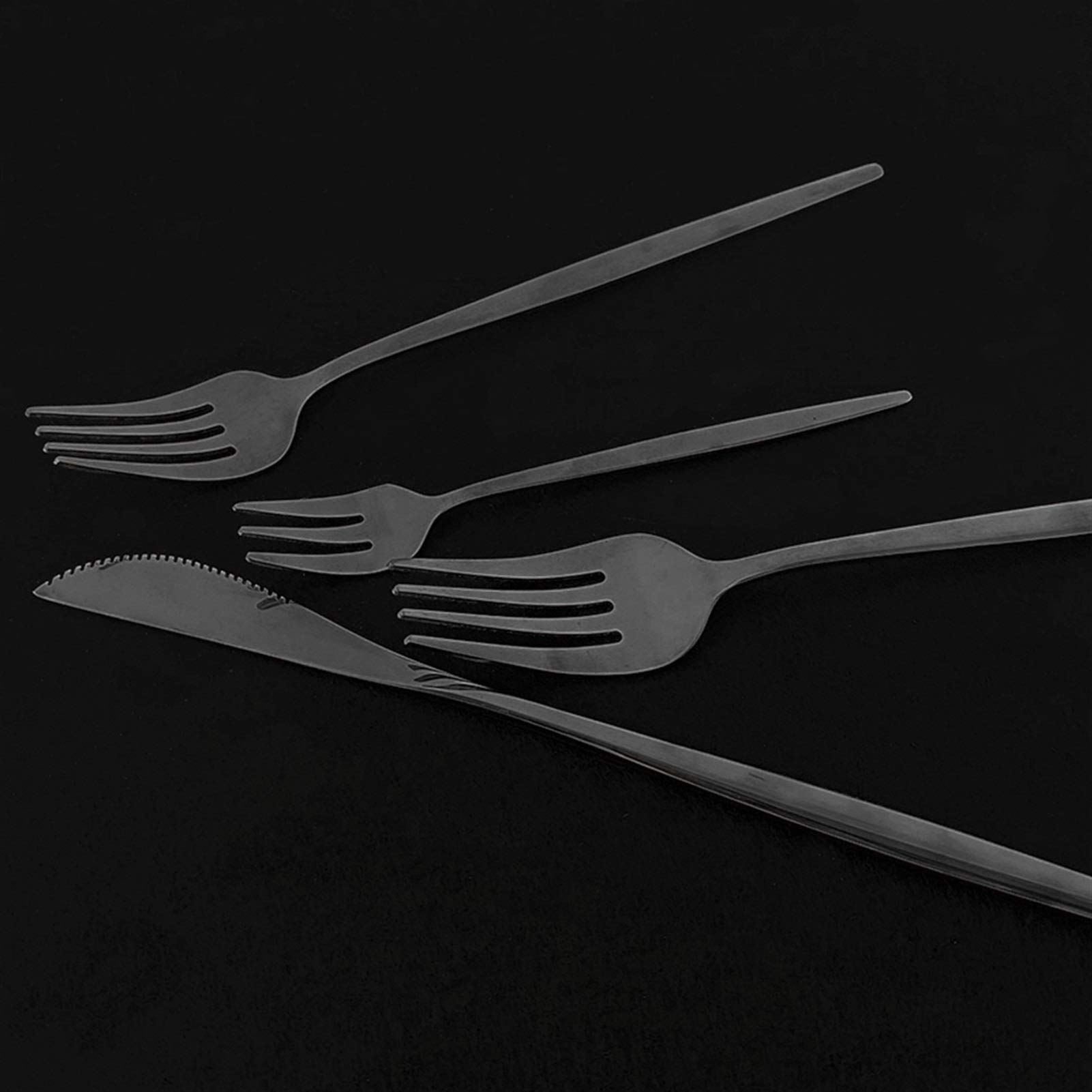 Couverts de vaisselle de luxe Noir Set 18/10 en acier inoxydable à couverts de la fourche de la fourchette de la fourchette for la cuillère de cuisine de cuisine (Color : 4Pcs White Gold)