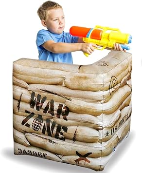 Combat Battlefield Compatible with Laser tag, Water Gun, Dart Gun, Perfect for Boys and Girls Birthday Activities Battle INFLATABLES Combat war Zone Battlefield Activity