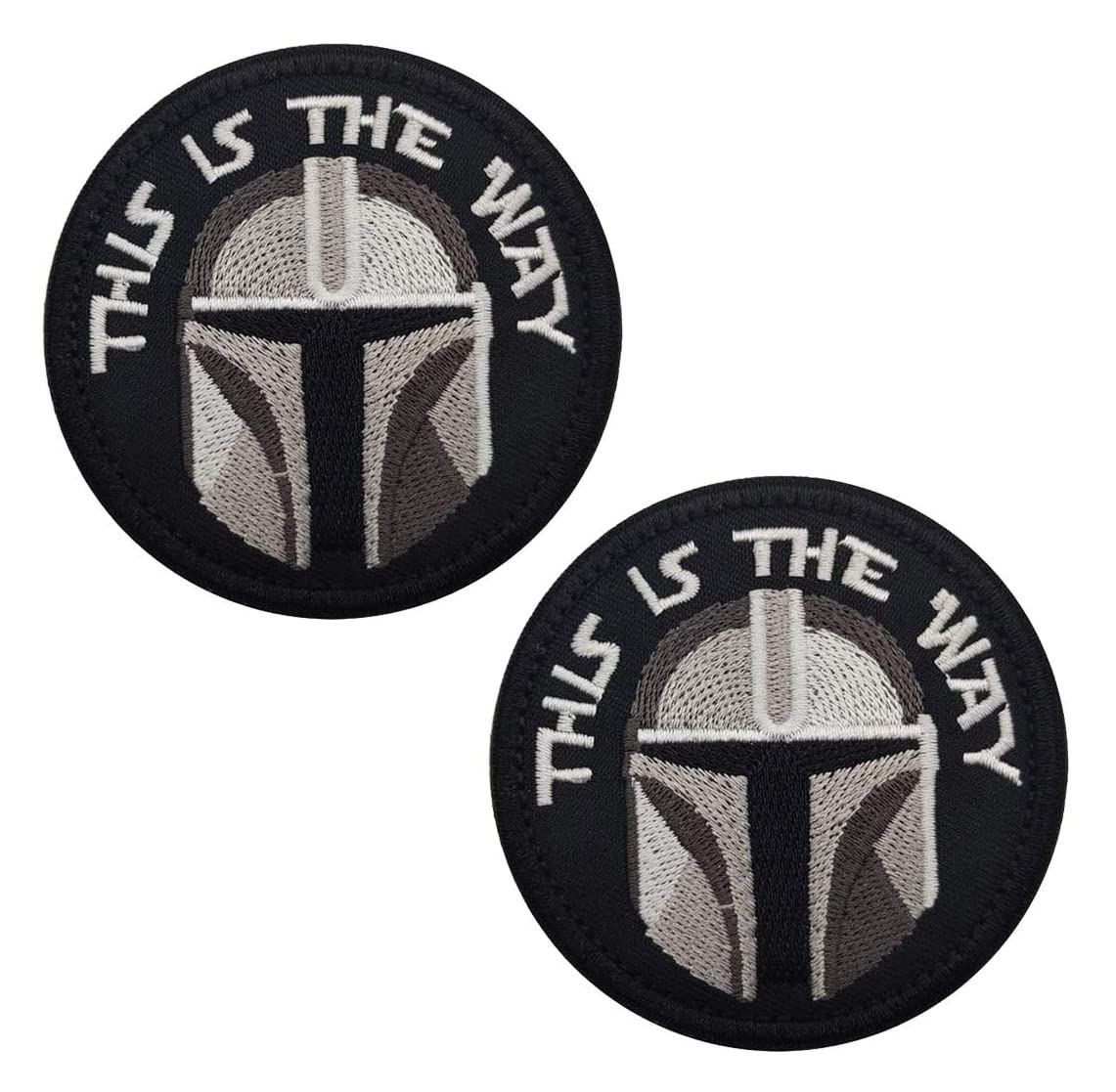 2 Pieces This is The Way Full Helmet Tactical Bounty Hunter Patch Funny Morale Military Emblem Embroidery Hook and Loop Patch for Jacket Backpacks Clothes Vest Uniforms