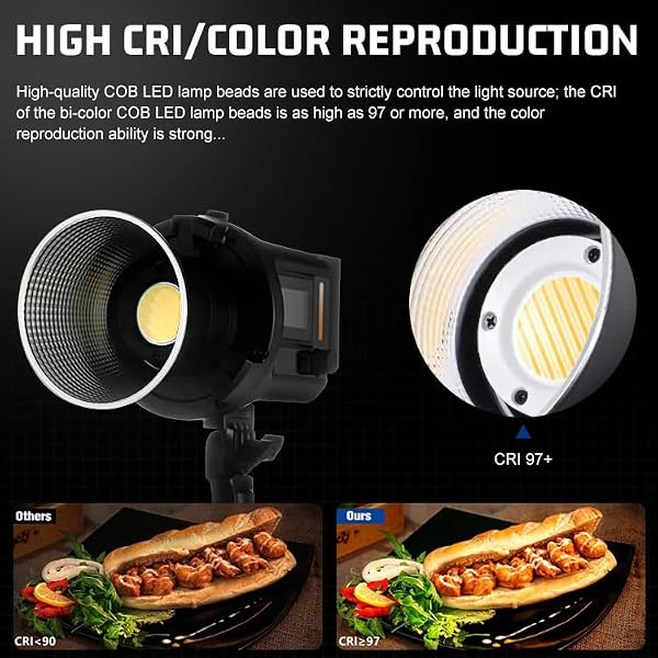 REFLEX CAMERA Professional 80W Handheld LED Photography Light – Portable Studio Video Light, Continuous Lighting for Photography, Handheld LED Spotlight. 3200-5600K 18000lux/1m CRI97 12 Effects + RGB by Reflex Camera - Used condition - US$52.41
