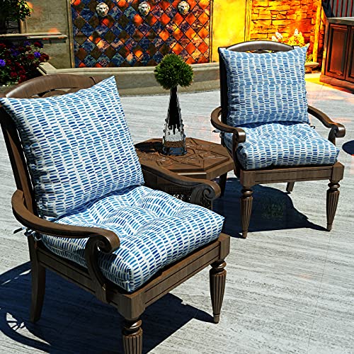 Lvtxiii Outdoor Seat Cushions Seasonal Tufted Chair Cushions, Patio Chair Pads For Dining Chairs, Office Armchairs And Garden Furniture Decoration (Round Back, 19”X19”X5”, Blue Pebble, 2 Pack) #TOP4