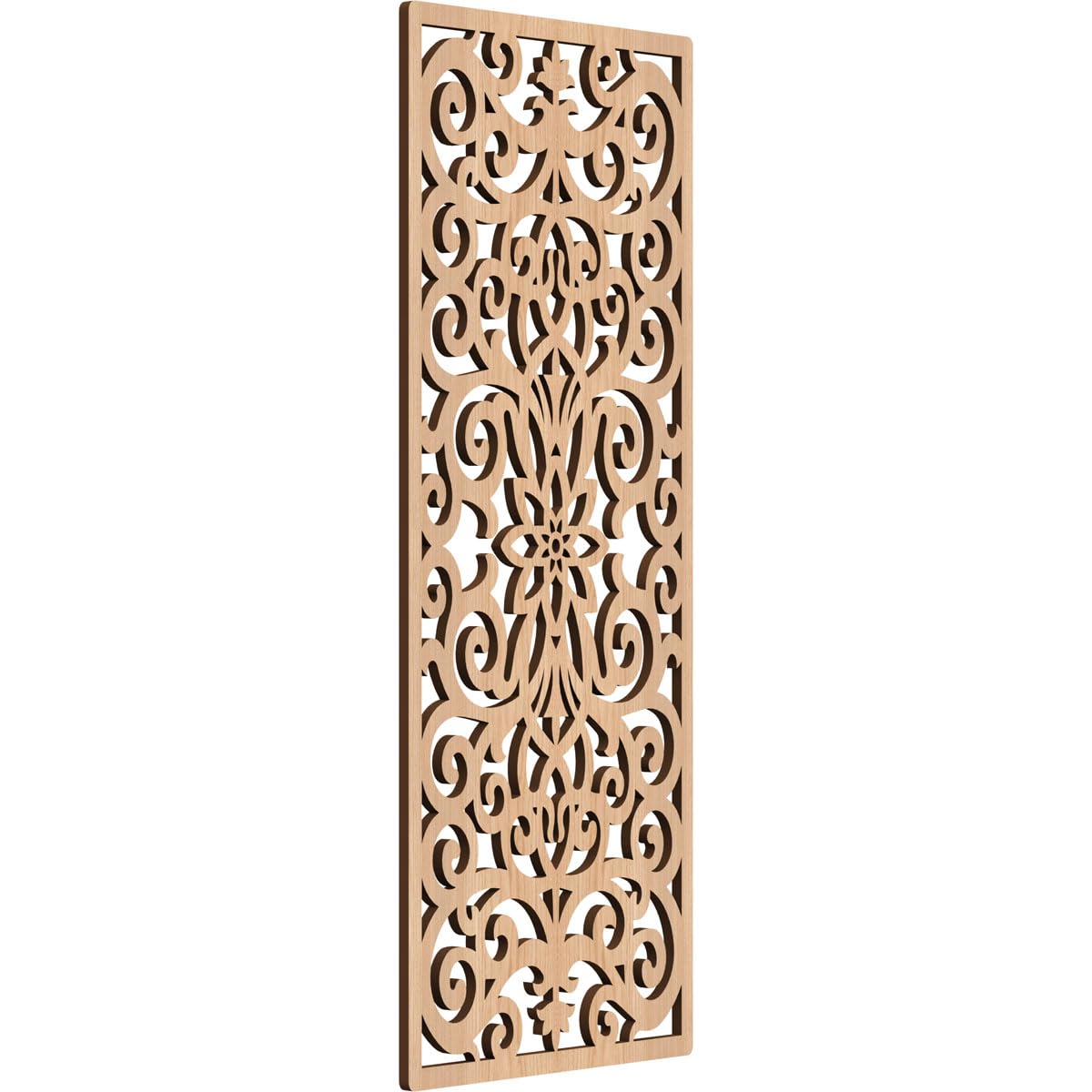 Buel Decorative Pierced Fretwork Wood Wall Panels, 15 3/8"W x 39 3/8"H x 3/8"T, Hickory