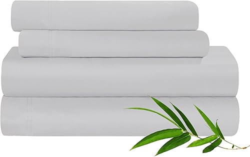 Miniatura 8 de SUPERIOR Rayon from Bamboo 300 Thread Bed Sheet Set, 1 Elastic Deep Pocket Fitted Sheet, 1 Flat Sheet, 2 Pillowcases, Luxury, Soft Sheets, Sateen